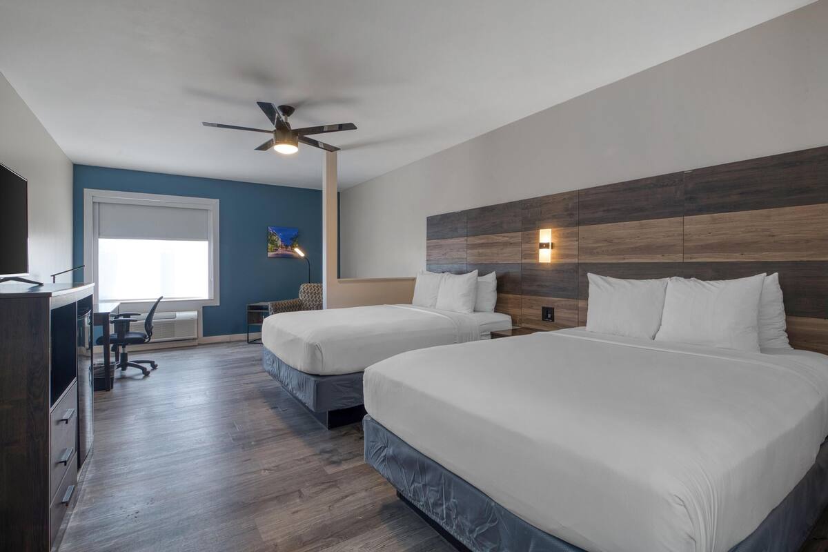 Standard Room, 2 Queen Beds, Non Smoking (Larger Room) | Premium bedding, desk, blackout drapes, WiFi (free)