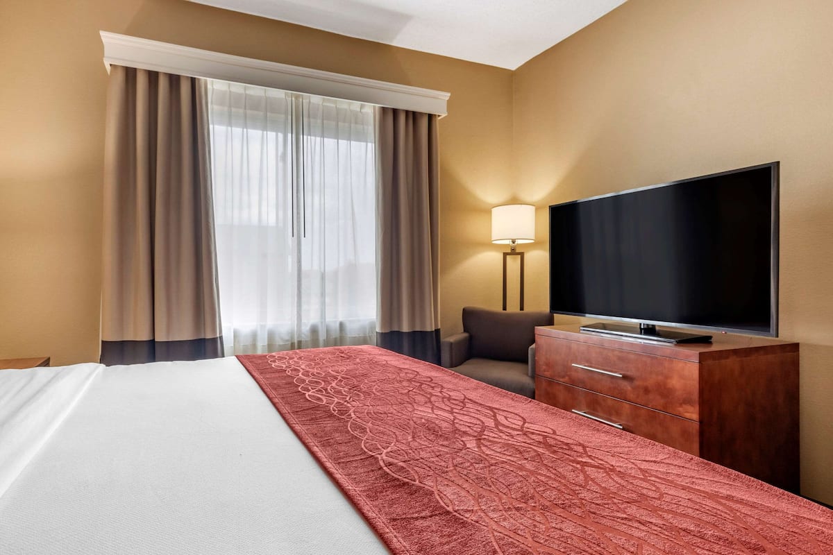 Suite, 1 King Bed, Accessible, Non Smoking | Laptop workspace, iron/ironing board, free WiFi, bed sheets