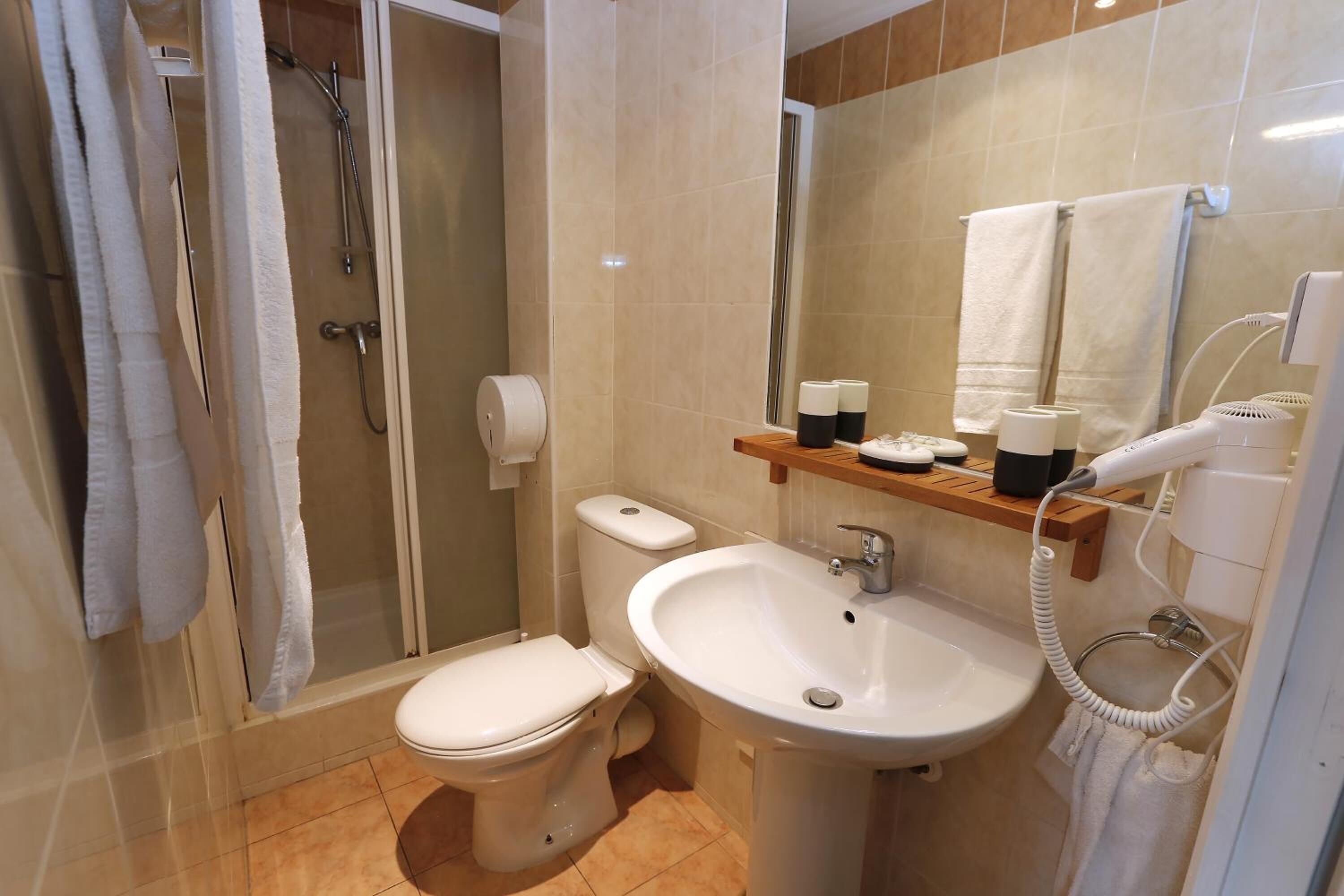 free toiletries, hair dryer, towels