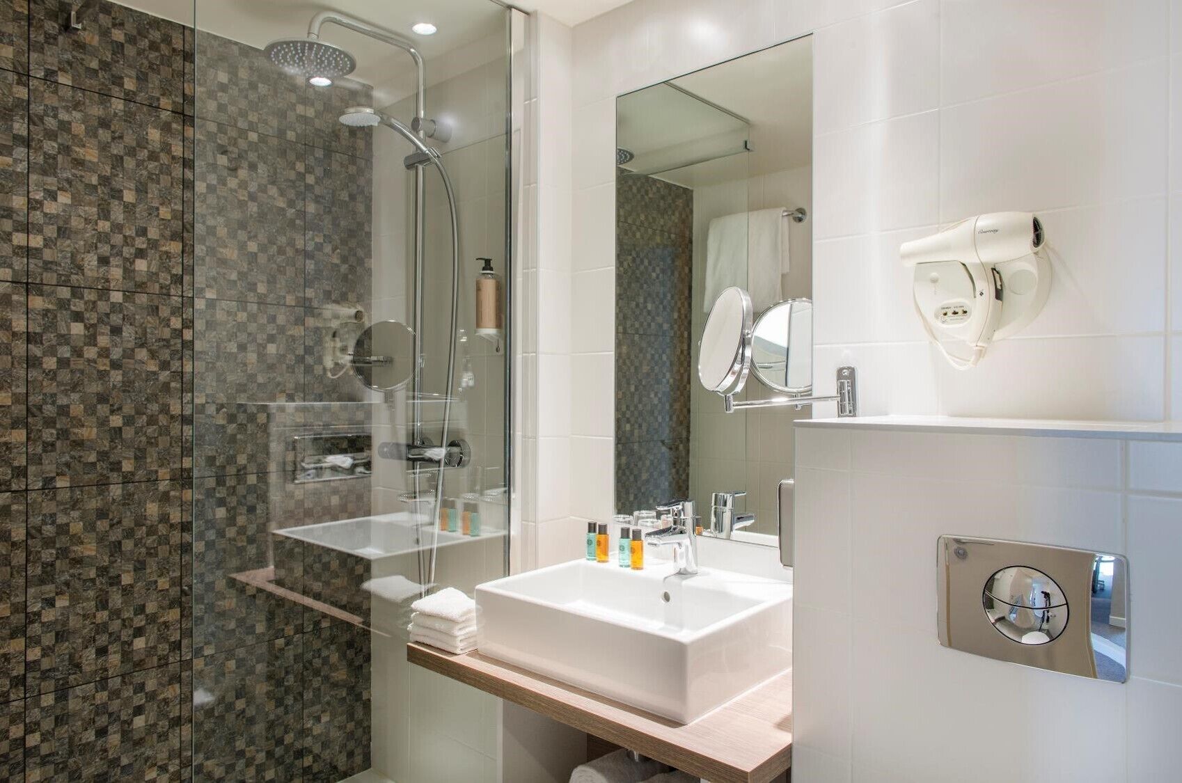 Bathroom | Shower, hair dryer, towels