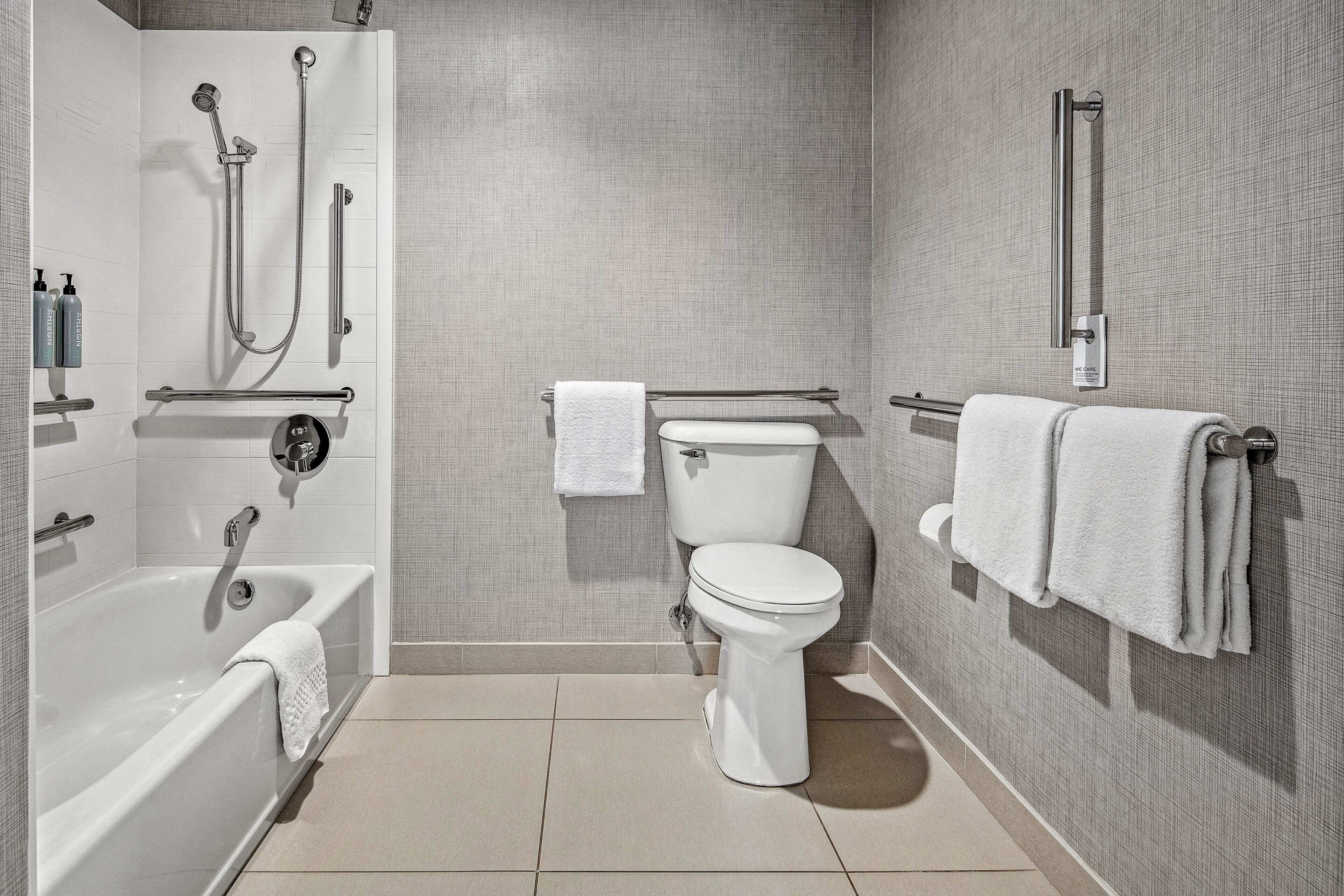 free toiletries, hair dryer, towels