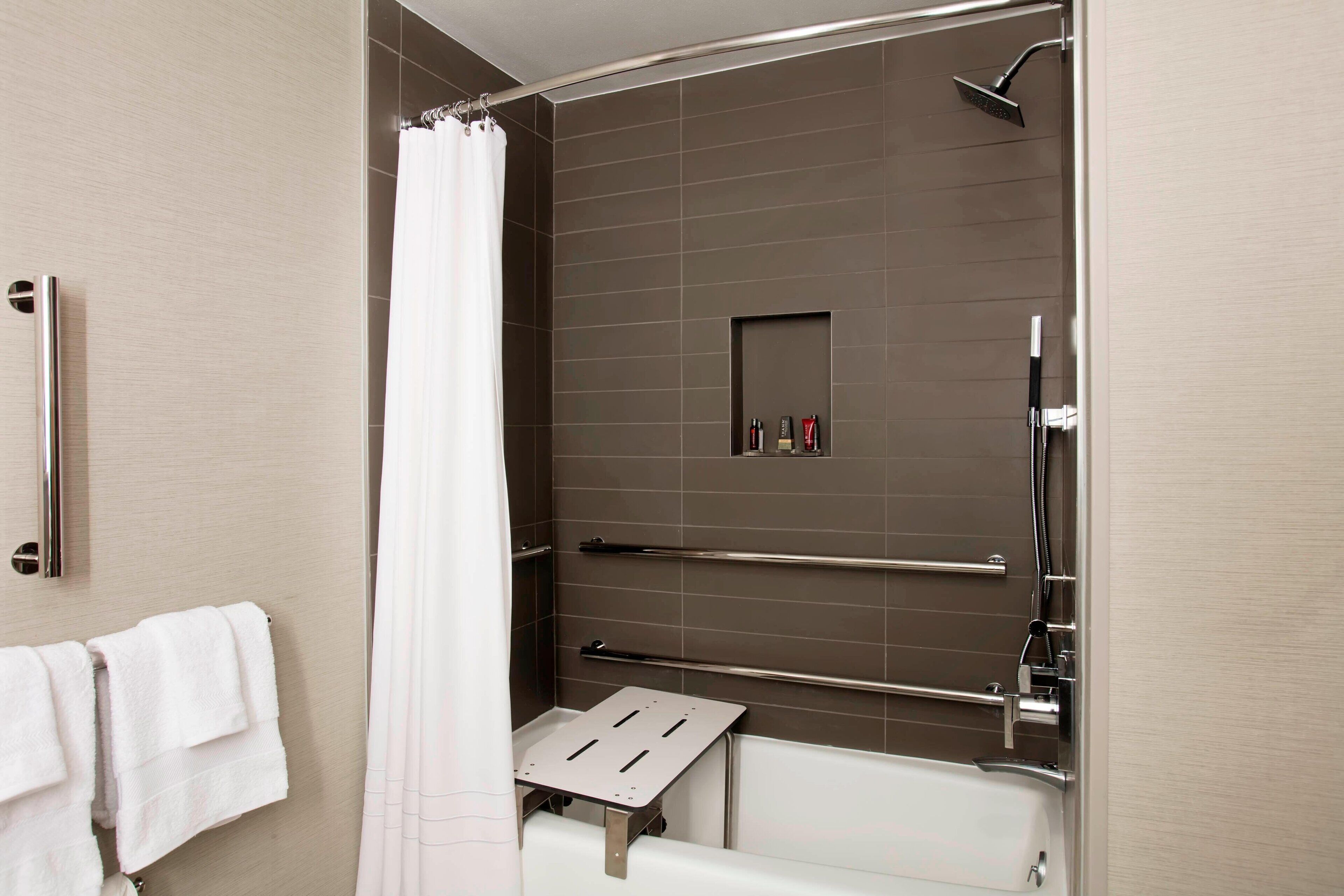 free toiletries, hair dryer, towels