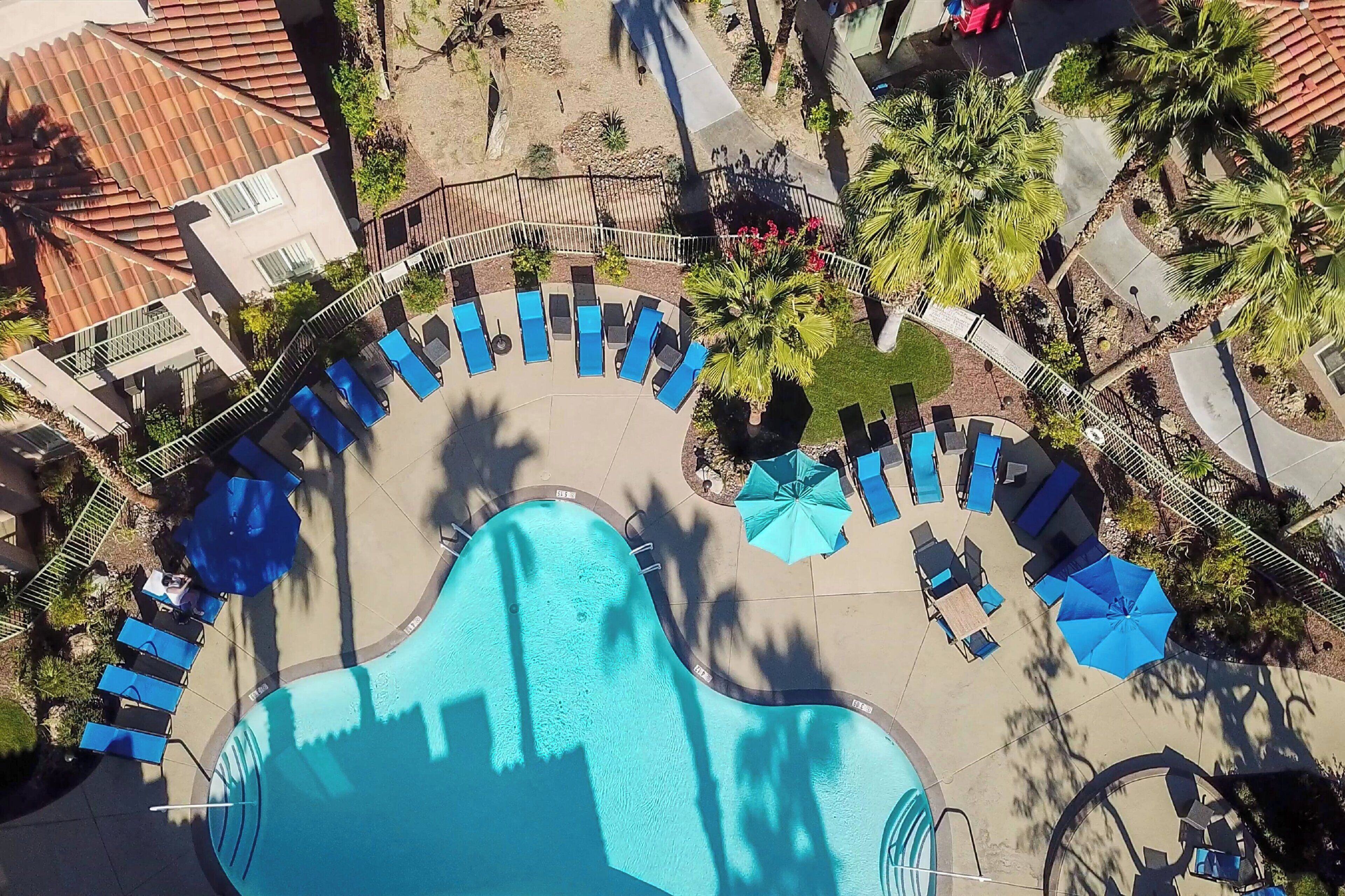 outdoor pool, pool loungers