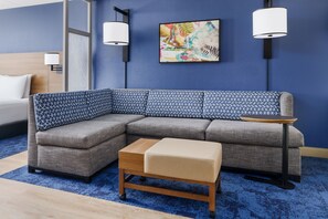 42-inch flat-screen TV with premium channels, TV, DVD player