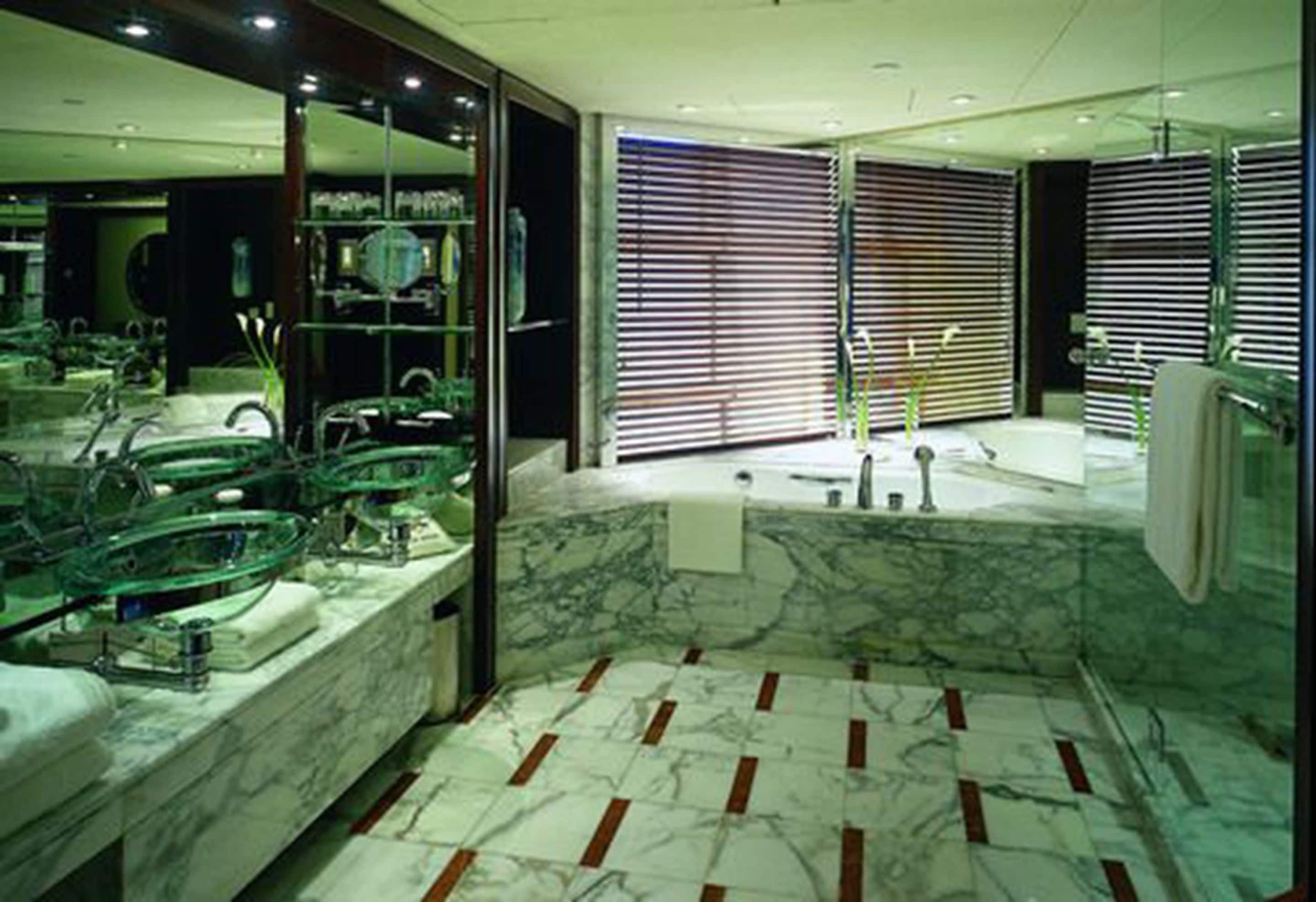separate bathtub and shower, deep-soaking bathtub, hair dryer, bathrobes