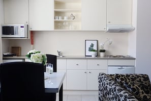 Studio | Eigene Küche | Kühlschrank, Mikrowelle, Herdplatte, Geschirrspüler