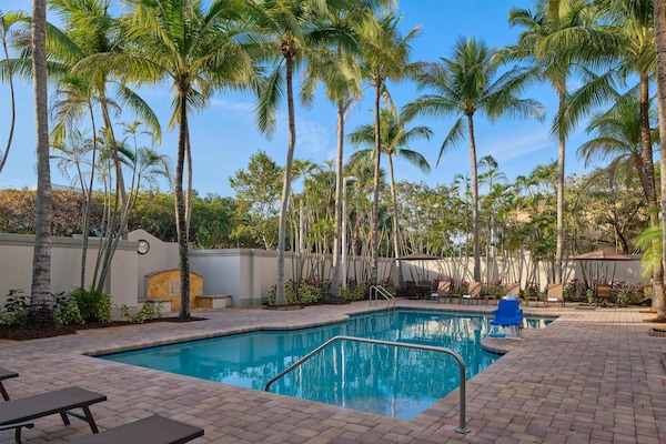 Outdoor pool, sun loungers
