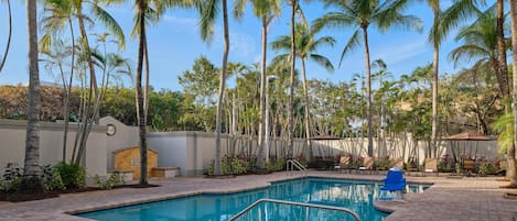 Outdoor pool, sun loungers