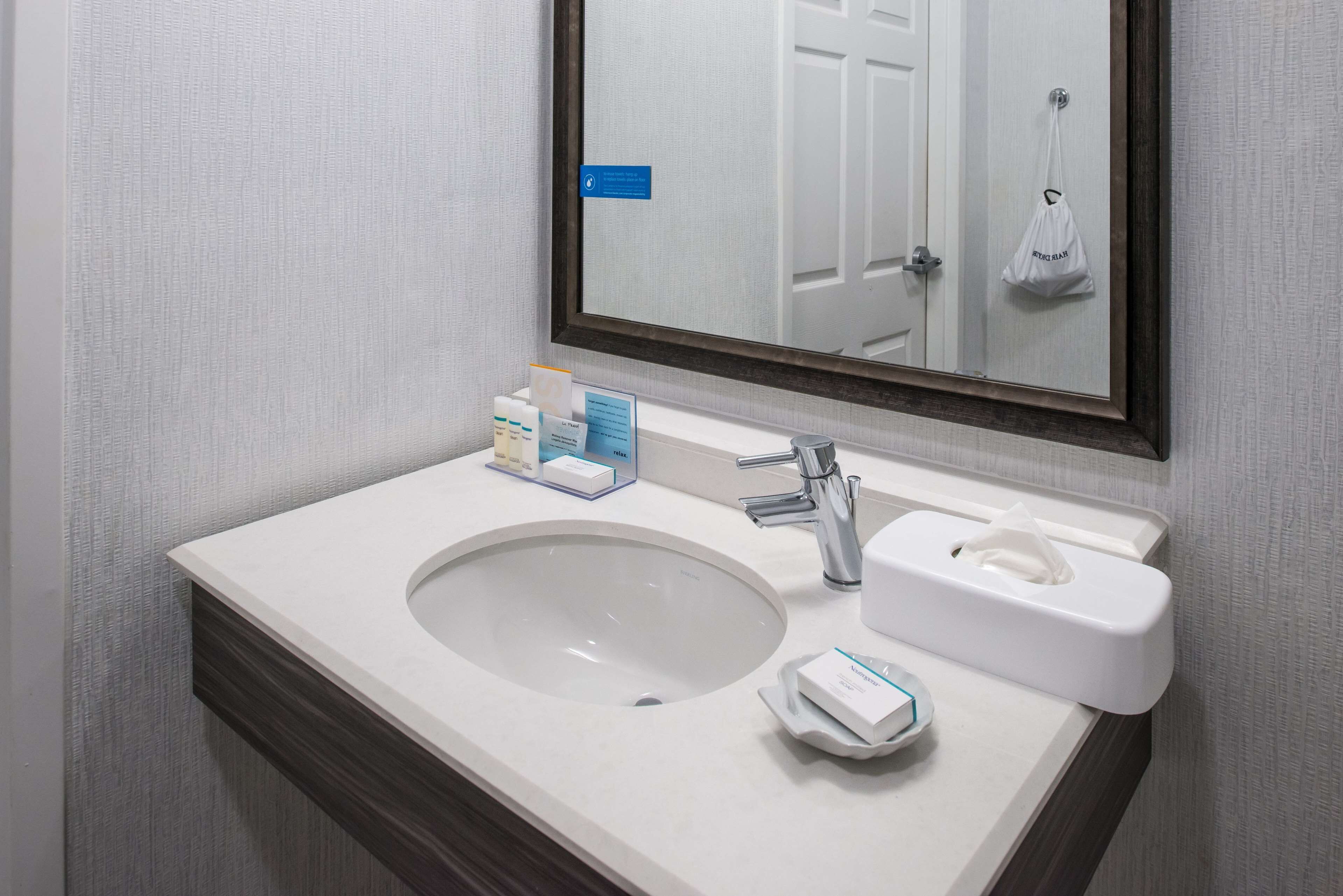 free toiletries, hair dryer, towels