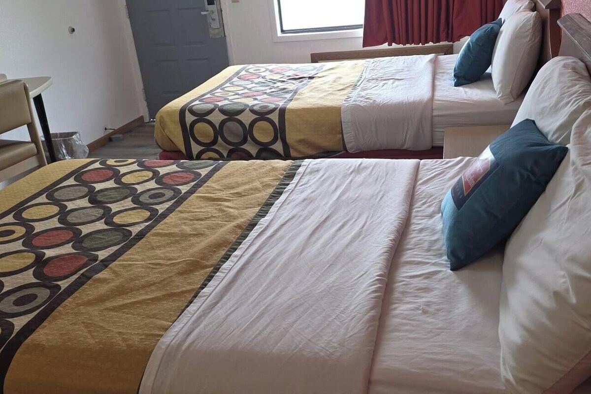 Standard Room, 2 Double Beds, Non Smoking | Desk, laptop workspace, WiFi (free), alarm clocks