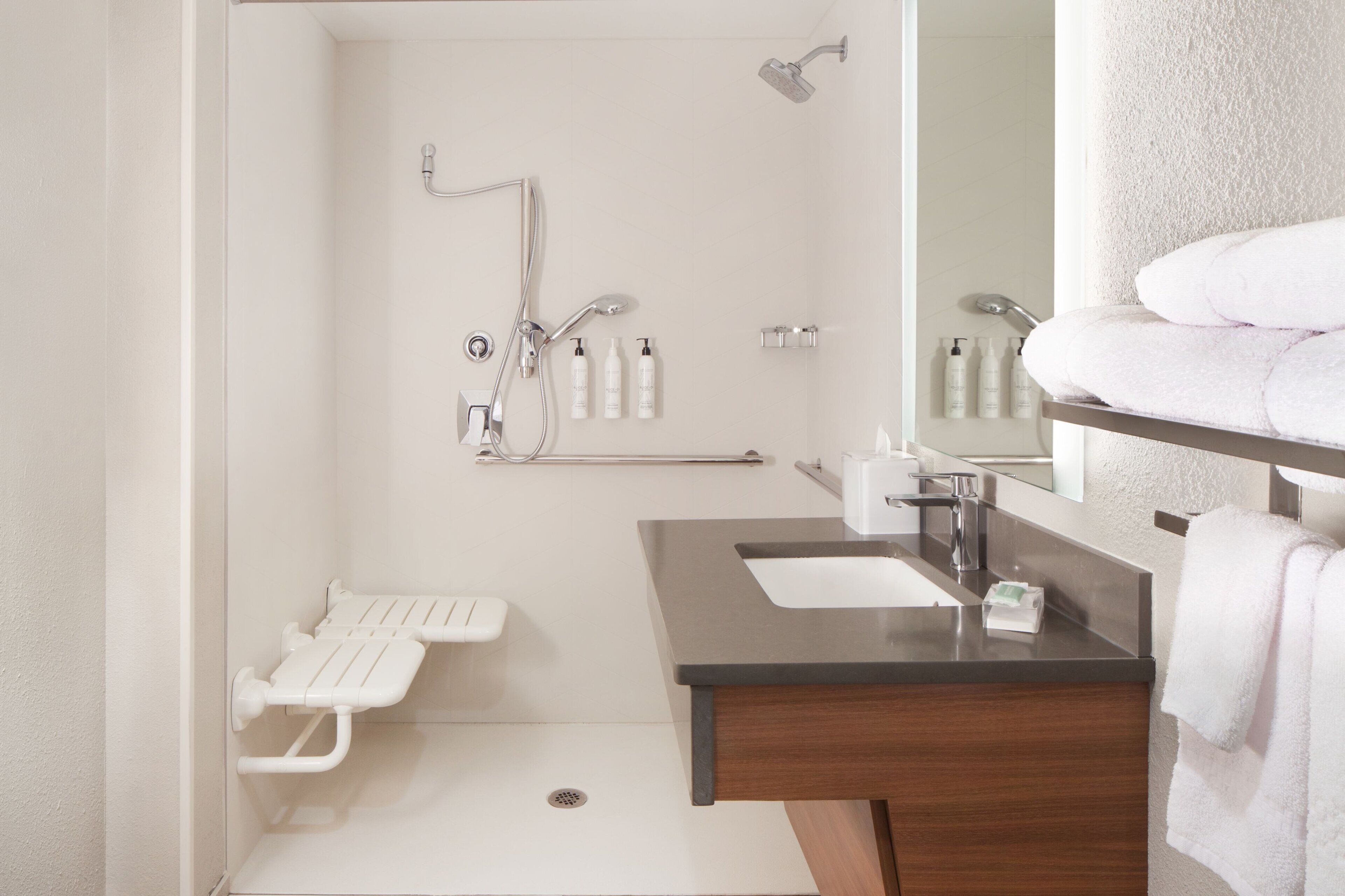 free toiletries, hair dryer, towels