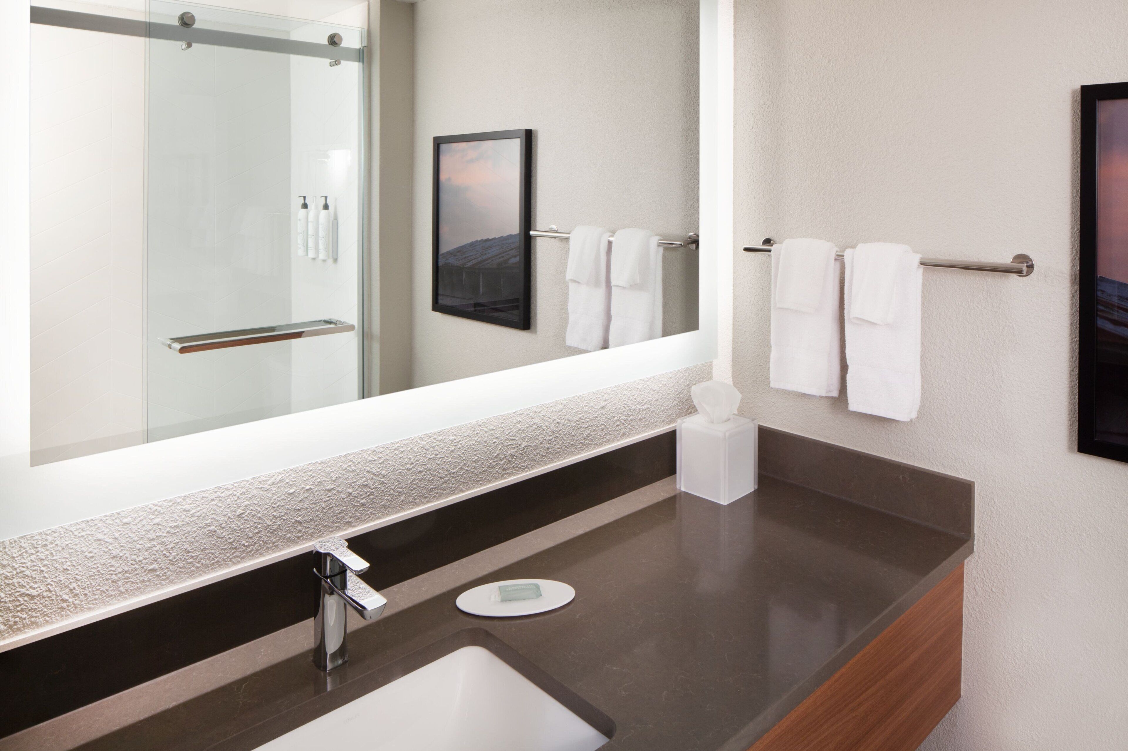 free toiletries, hair dryer, towels