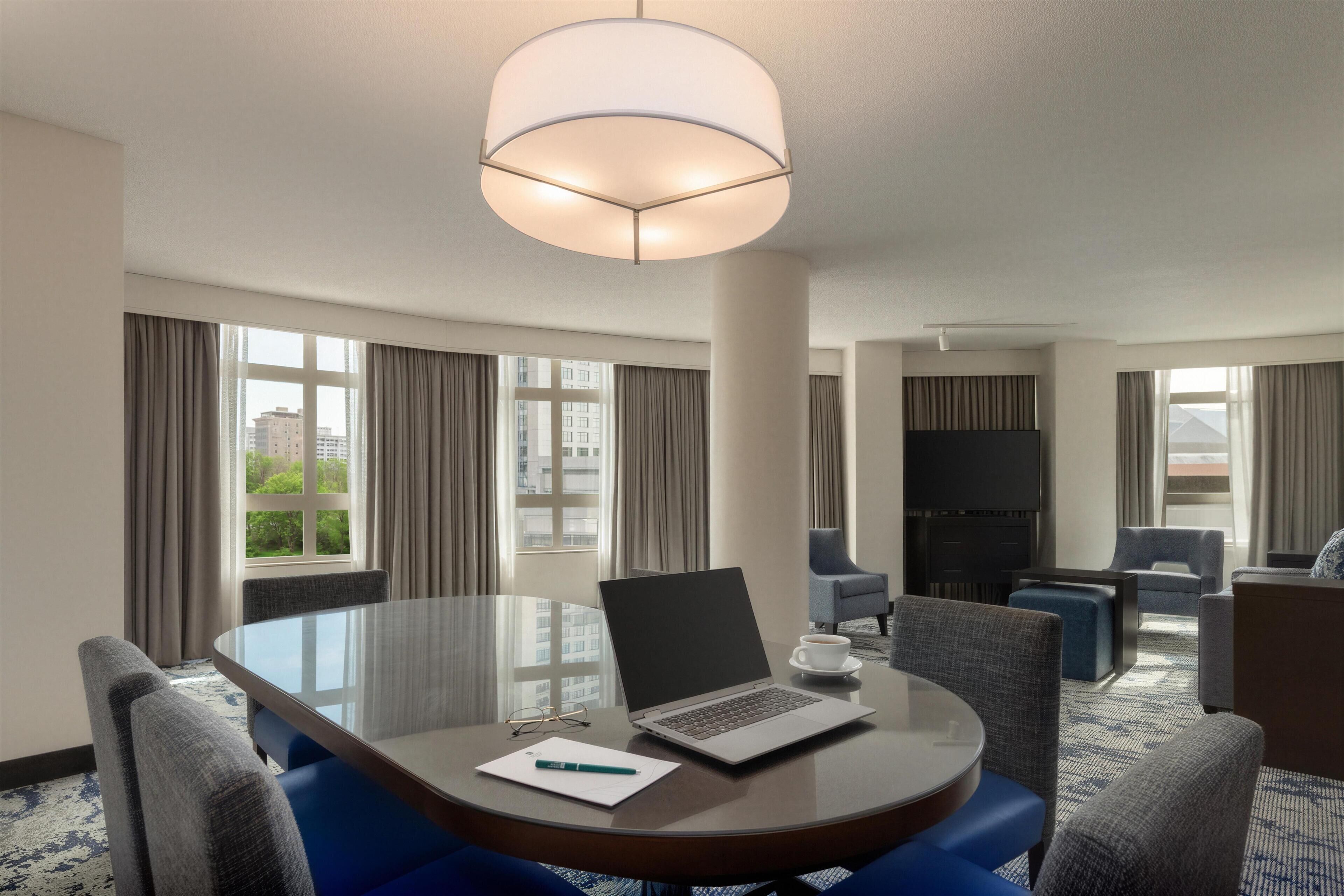 Suite, 1 King Bed | Living area | 49-inch flat-screen TV with satellite channels, TV, pay films