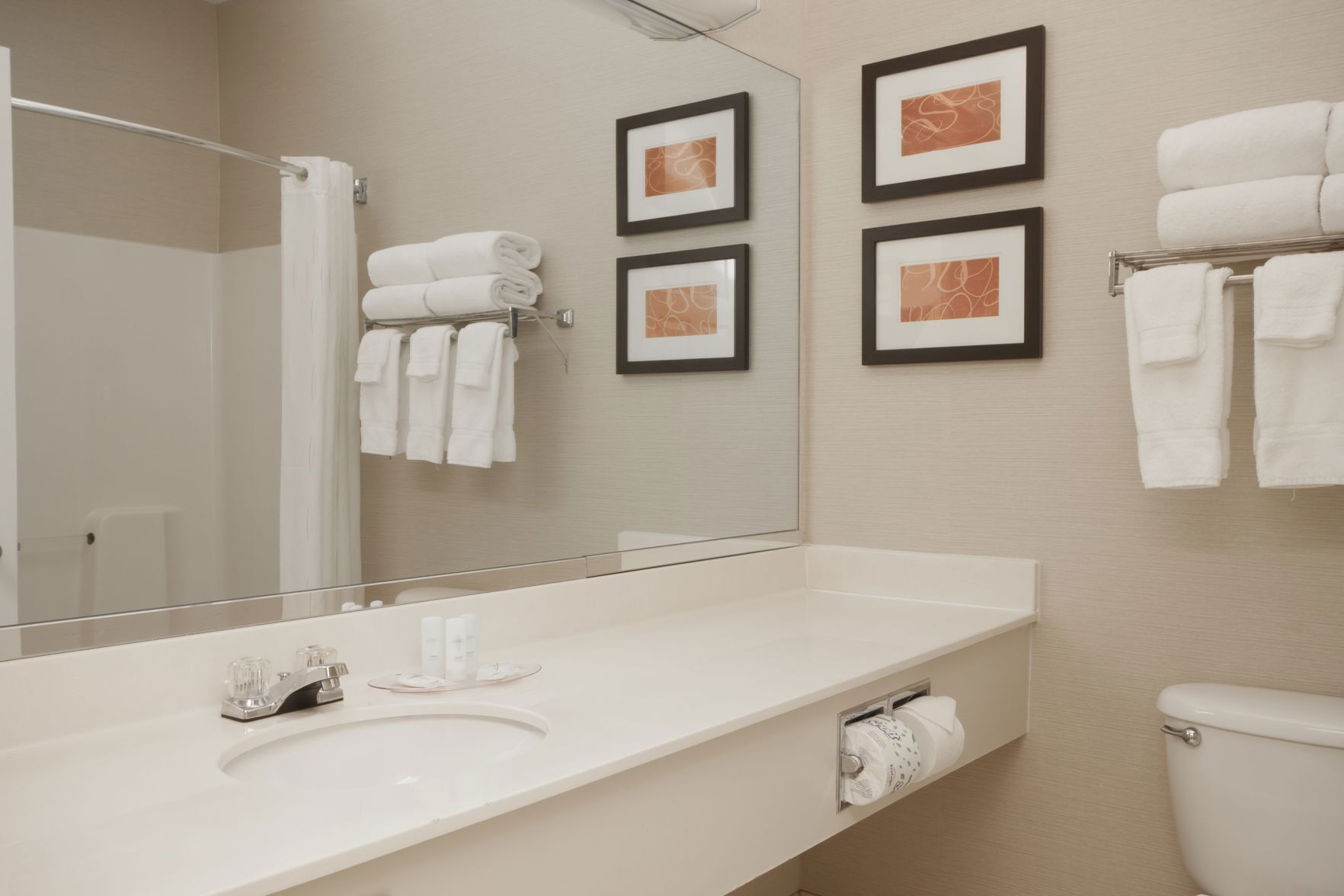 Bathroom | Combined shower/tub, free toiletries, hair dryer, towels