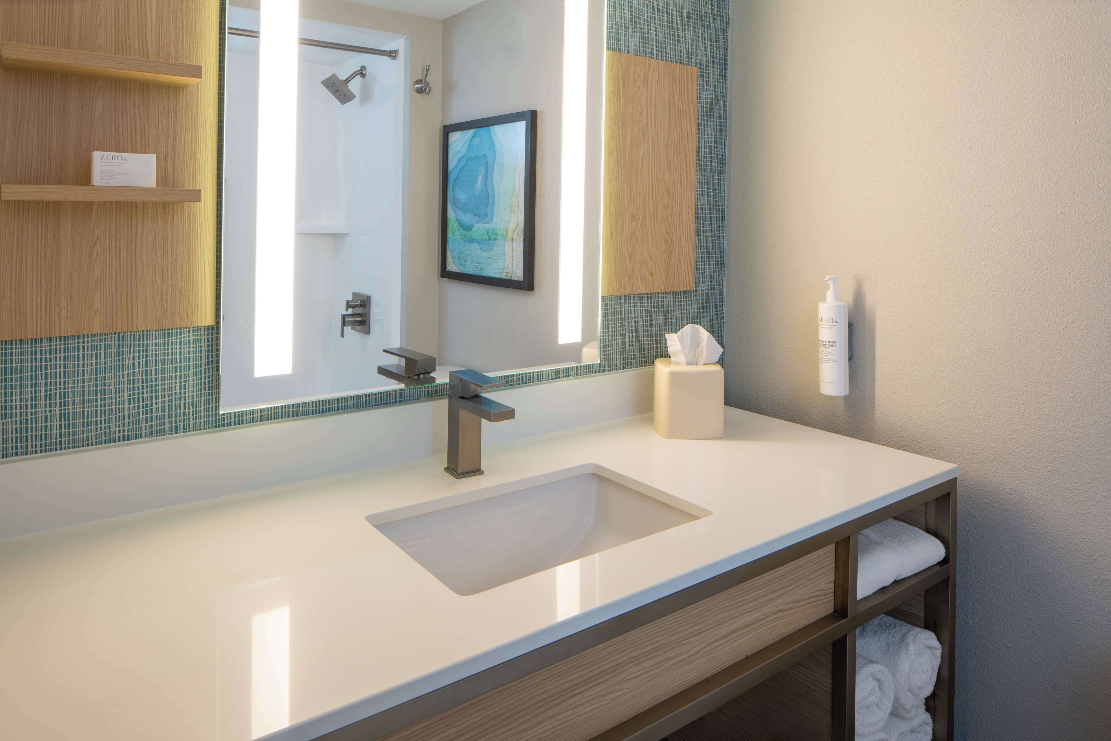 standard two queens | bathroom | shower, free toiletries, hair dryer, towels