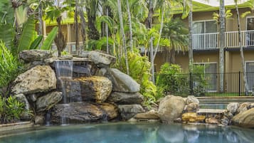 Outdoor pool, sun loungers