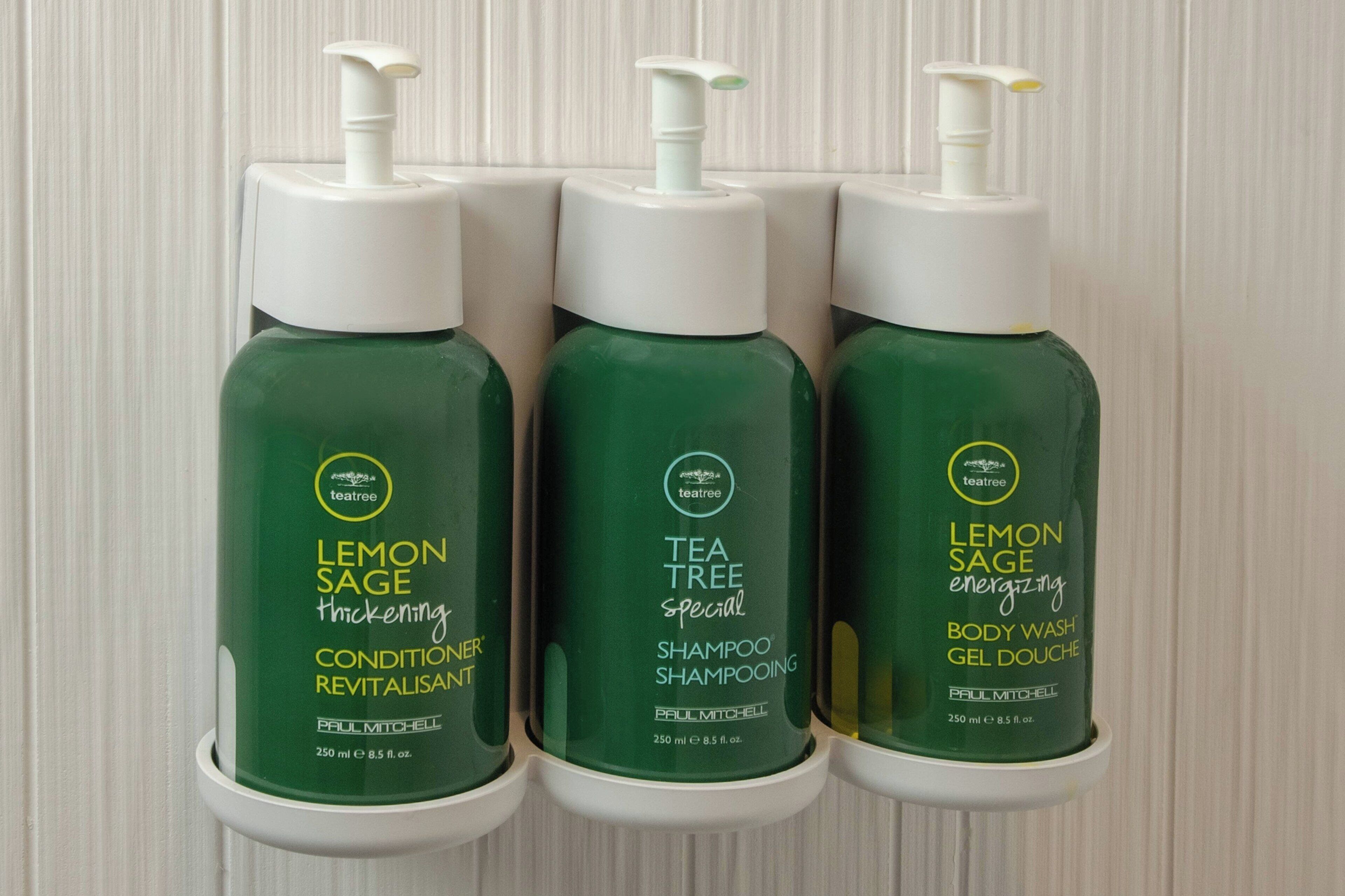 free toiletries, hair dryer, towels