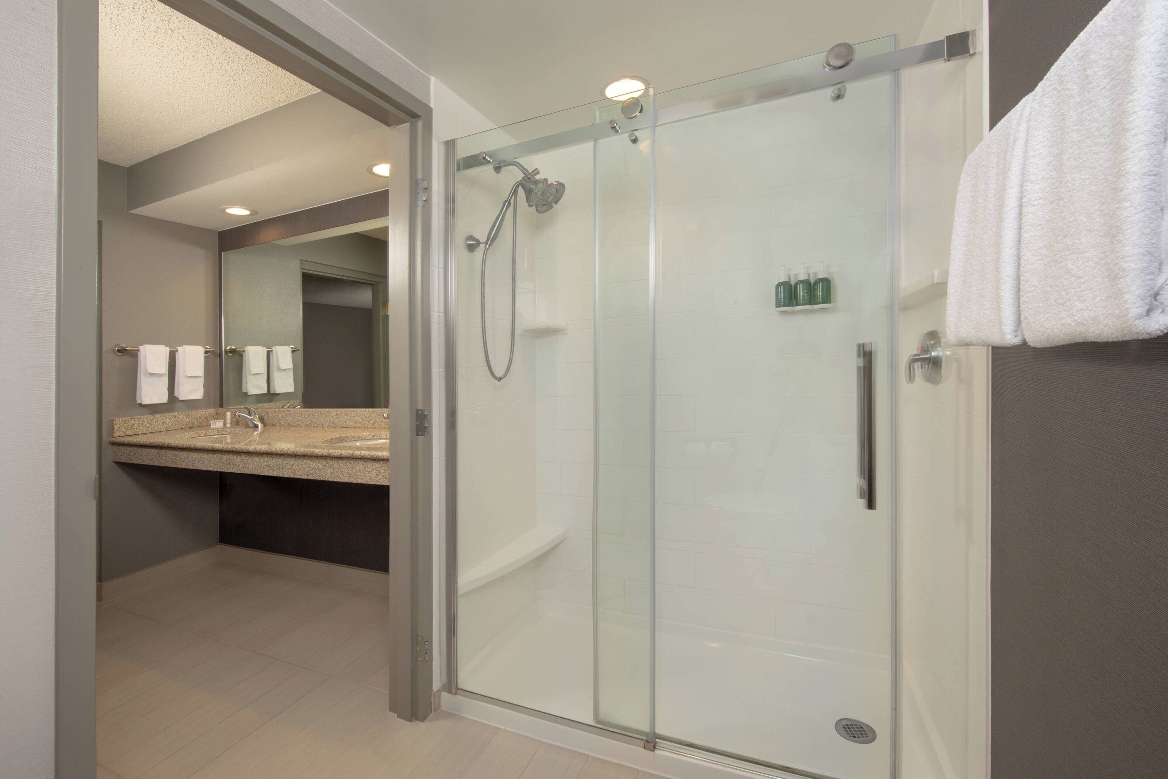 free toiletries, hair dryer, towels