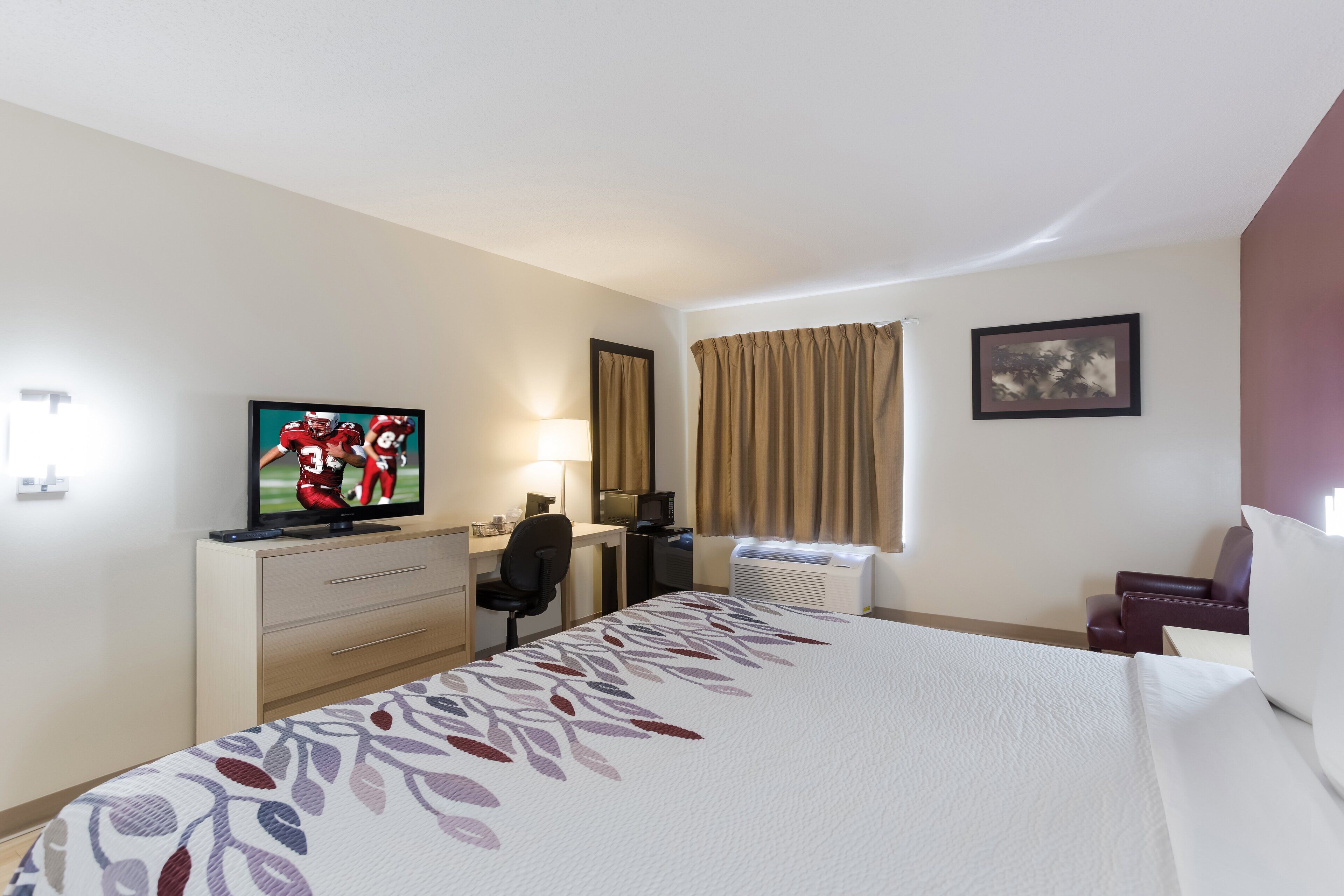 desk, blackout curtains, soundproofing, iron/ironing board