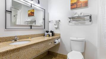 Bañera con ducha, artículos de tocador gratuitos, secador de pelo