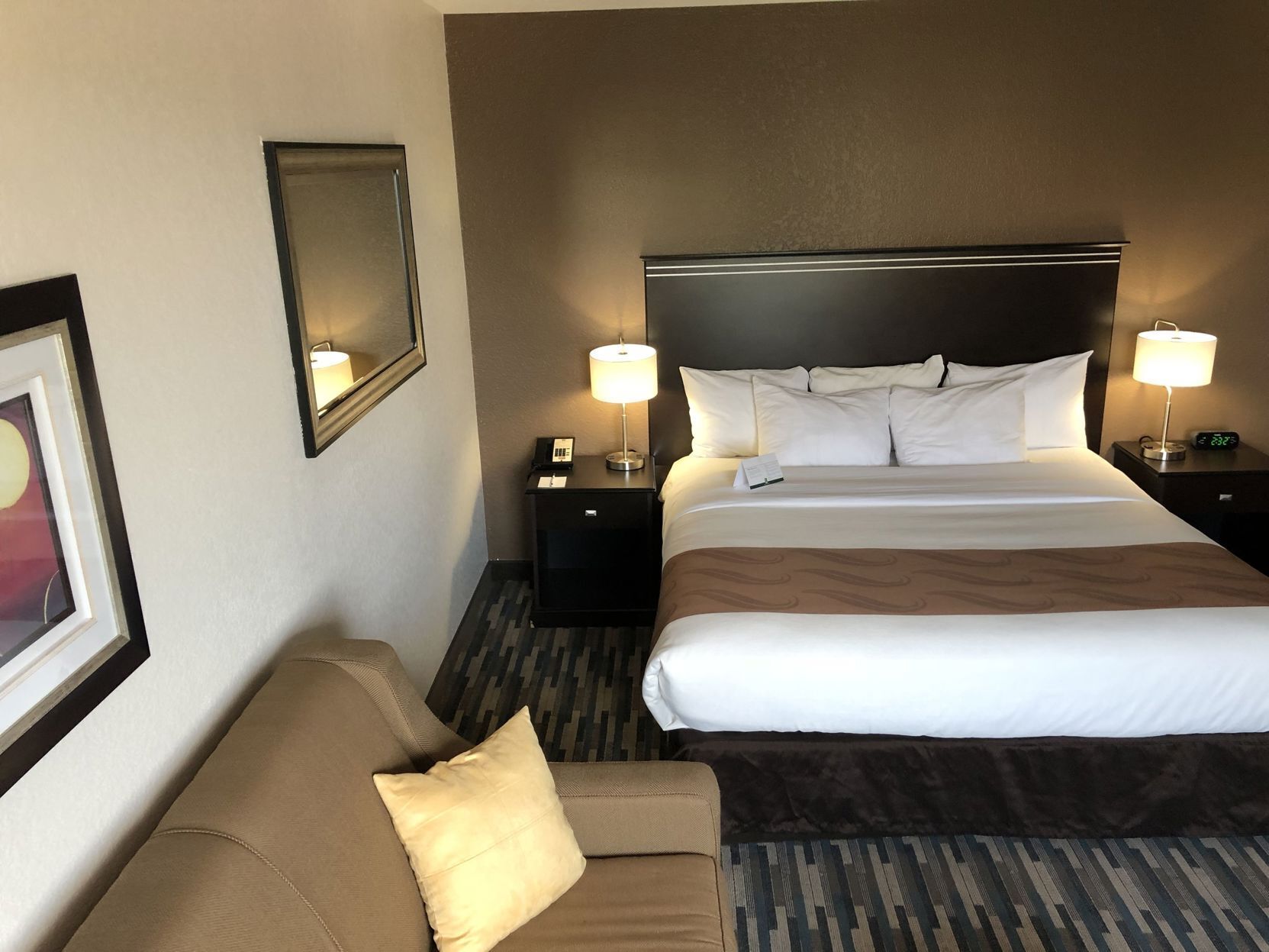 Pillowtop beds, desk, laptop workspace, blackout drapes