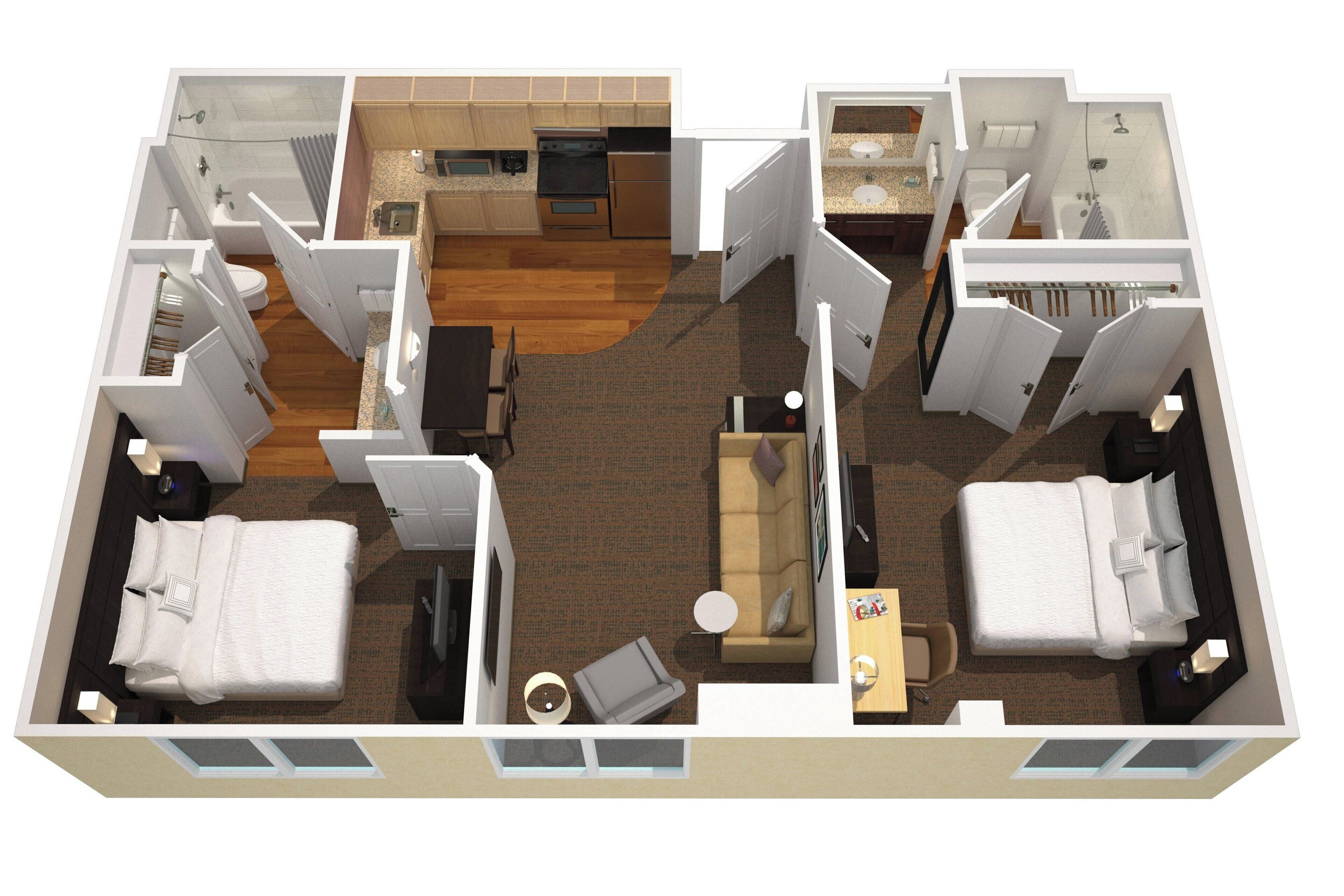 suite, 2 bedrooms | down duvets, desk, laptop workspace, iron/ironing board