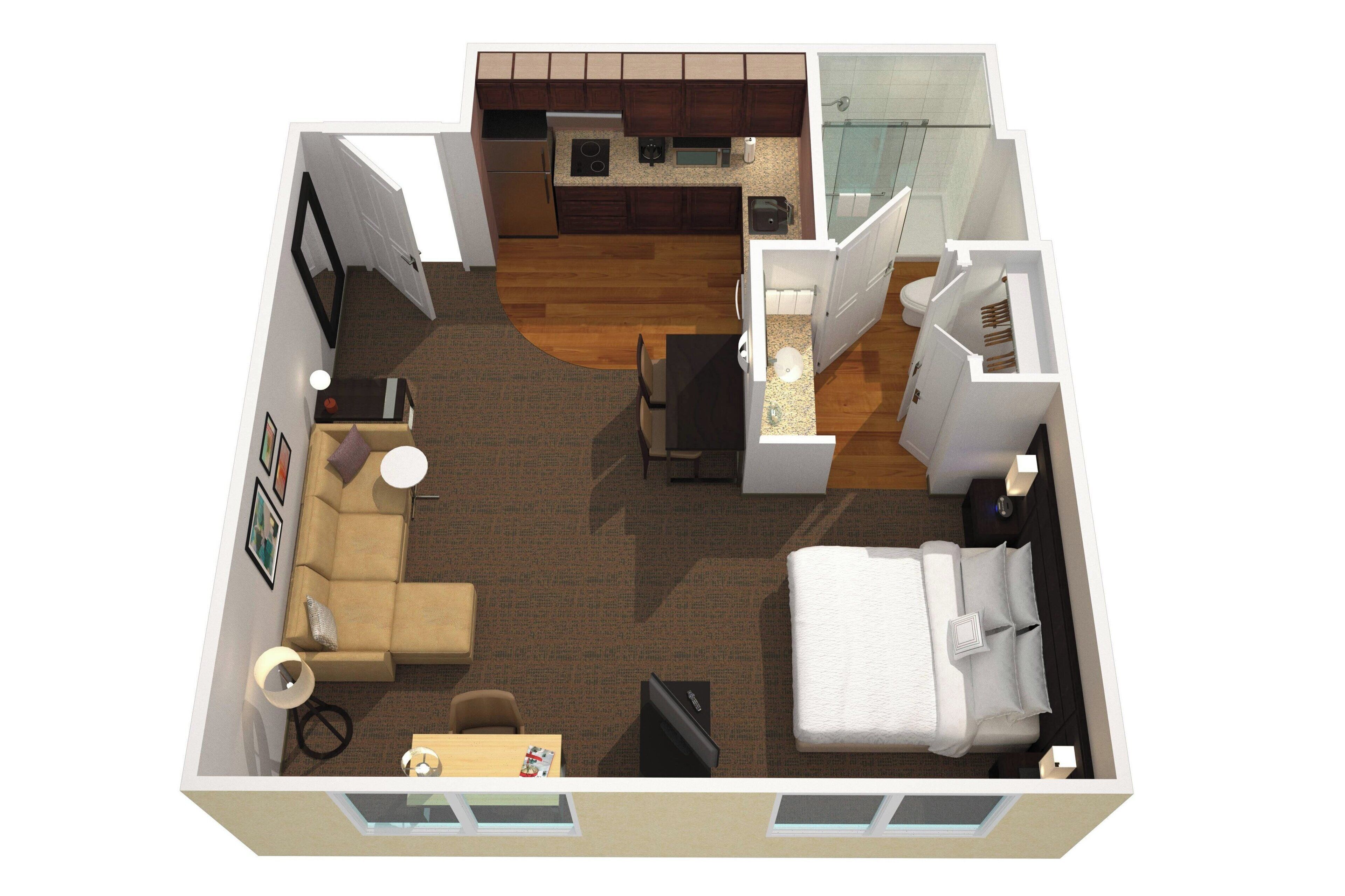 studio, 1 queen bed with sofa bed, non smoking | bathroom | combined shower/bathtub, free toiletries, hair dryer, towels