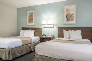 Pillowtop beds, blackout drapes, iron/ironing board, free WiFi