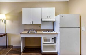 Studio, 1 Queen Bed, Accessible, Non Smoking | Private kitchen | Full-size fridge, microwave, stovetop, coffee/tea maker