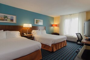 Room, 2 Queen Beds, Non Smoking | In-room safe, desk, laptop workspace, blackout drapes