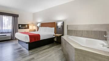 Standard Room, 1 King Bed, Non Smoking, Hot Tub | Desk, laptop workspace, blackout drapes, iron/ironing board