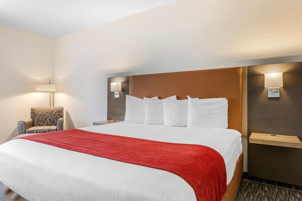 Standard Room, 1 King Bed, Non Smoking, Refrigerator & Microwave | Desk, laptop workspace, blackout drapes, iron/ironing board
