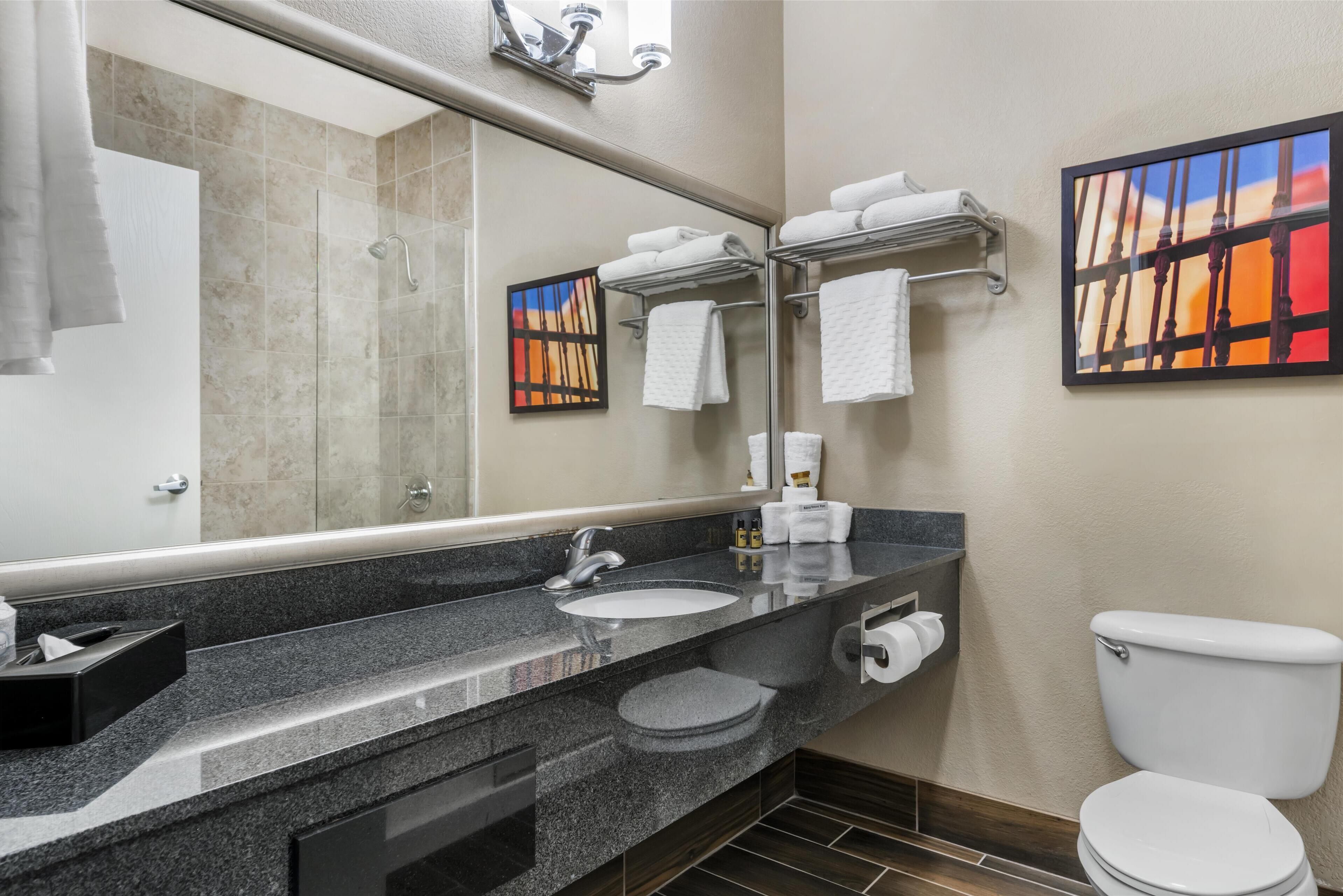 standard room, 2 queen beds, non smoking, refrigerator | bathroom | hydromassage showerhead, free toiletries, hair dryer, towels