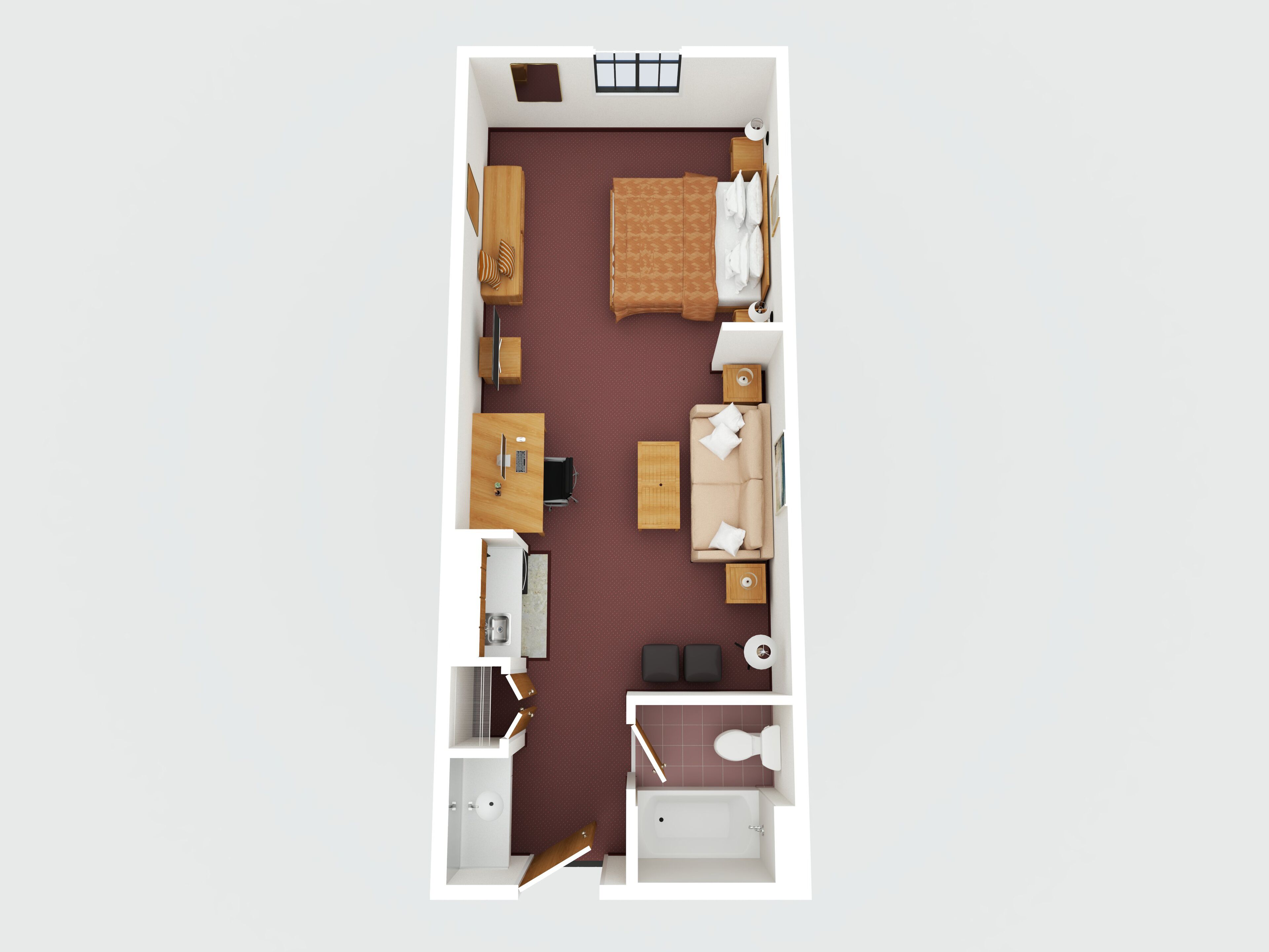 A 2-bedroom apartment layout with a living room, dining area, kitchen, and bathroom.