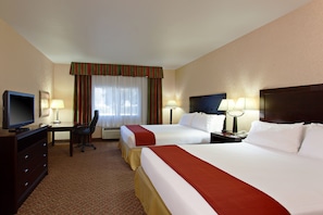 A hotel room with two beds, a desk with a television, and two lamps. - Holiday Inn Express Temecula by IHG (Temecula)