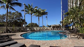Outdoor pool, pool umbrellas