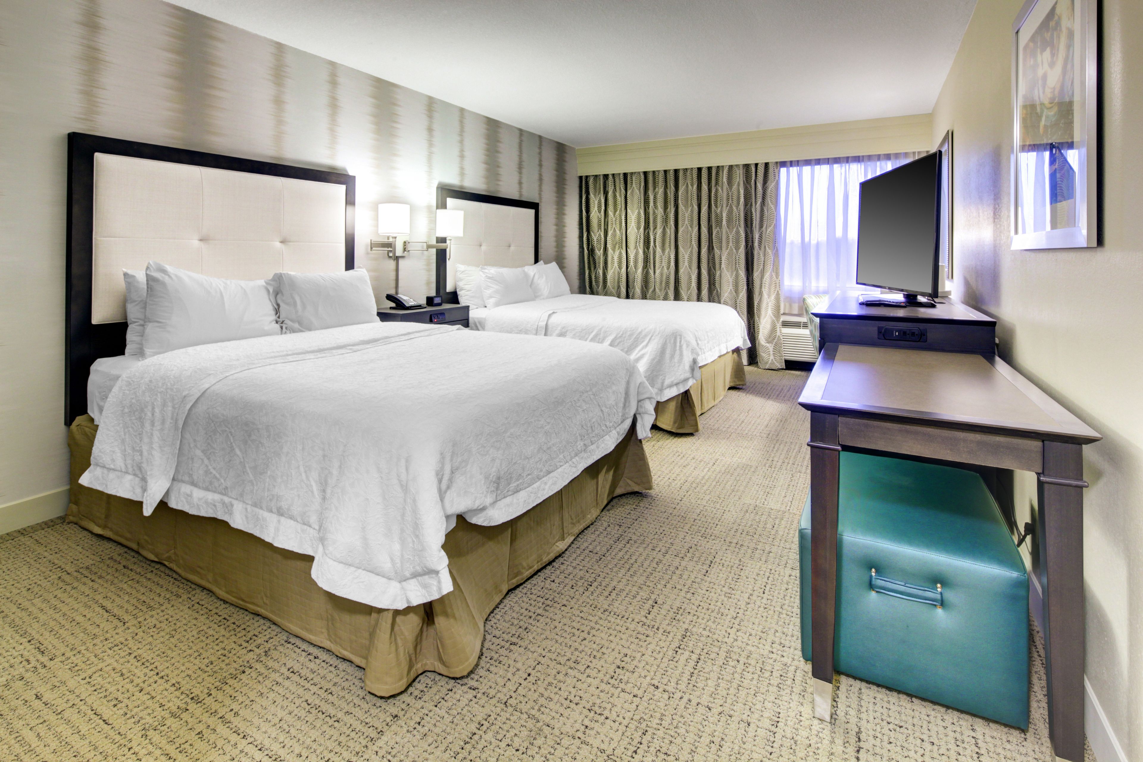 room, 2 queen beds, non smoking | desk, laptop workspace, blackout curtains, iron/ironing board