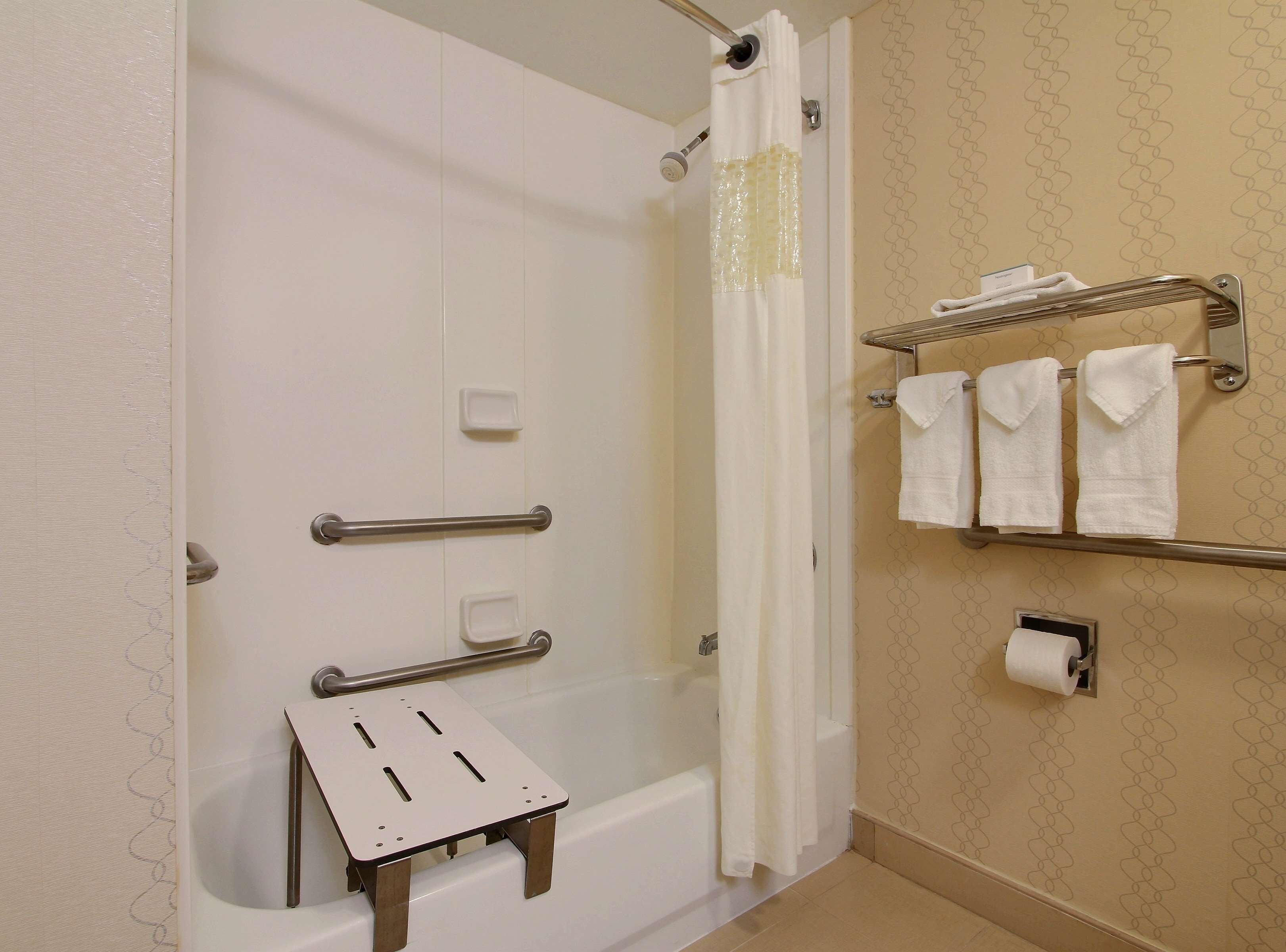 room, 1 king bed, accessible | bathroom | shower, hair dryer, towels