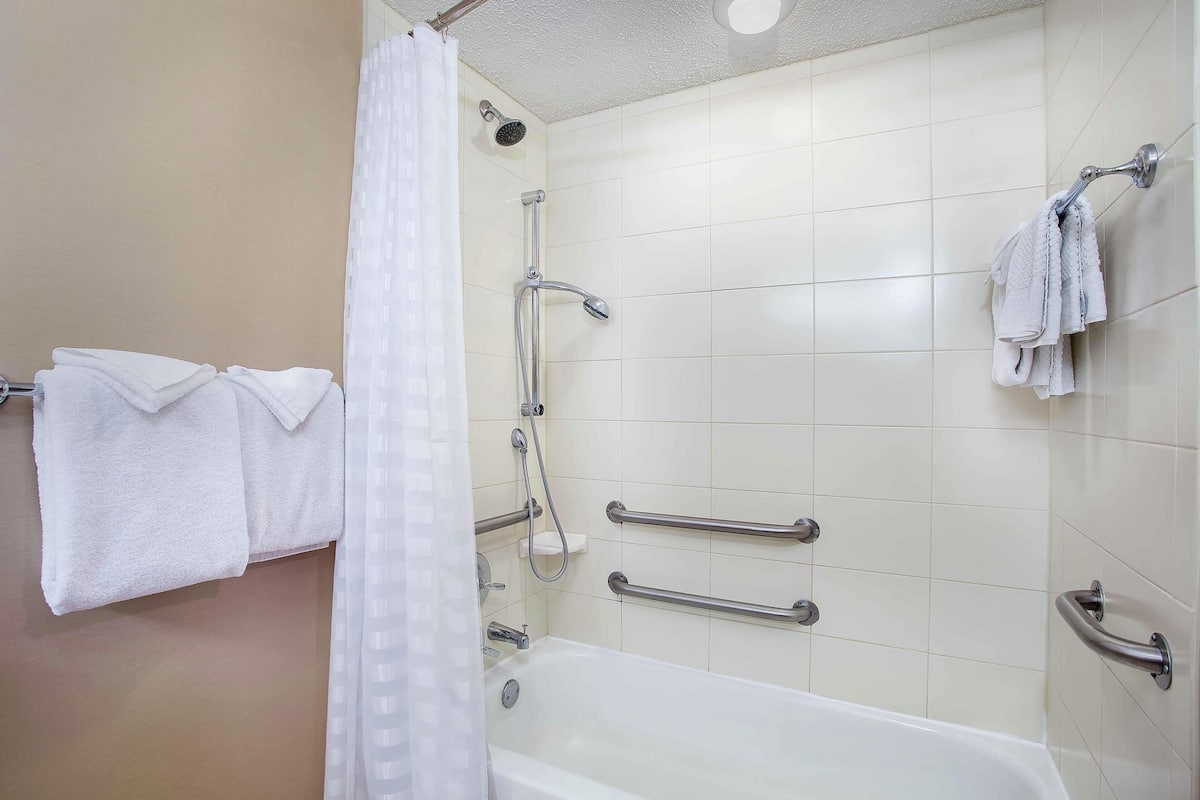 Suite, 1 cama King size y sofá cama, para no fumadores | Baño | Tina con regadera, amenidades de baño de diseñador, secadora de cabello