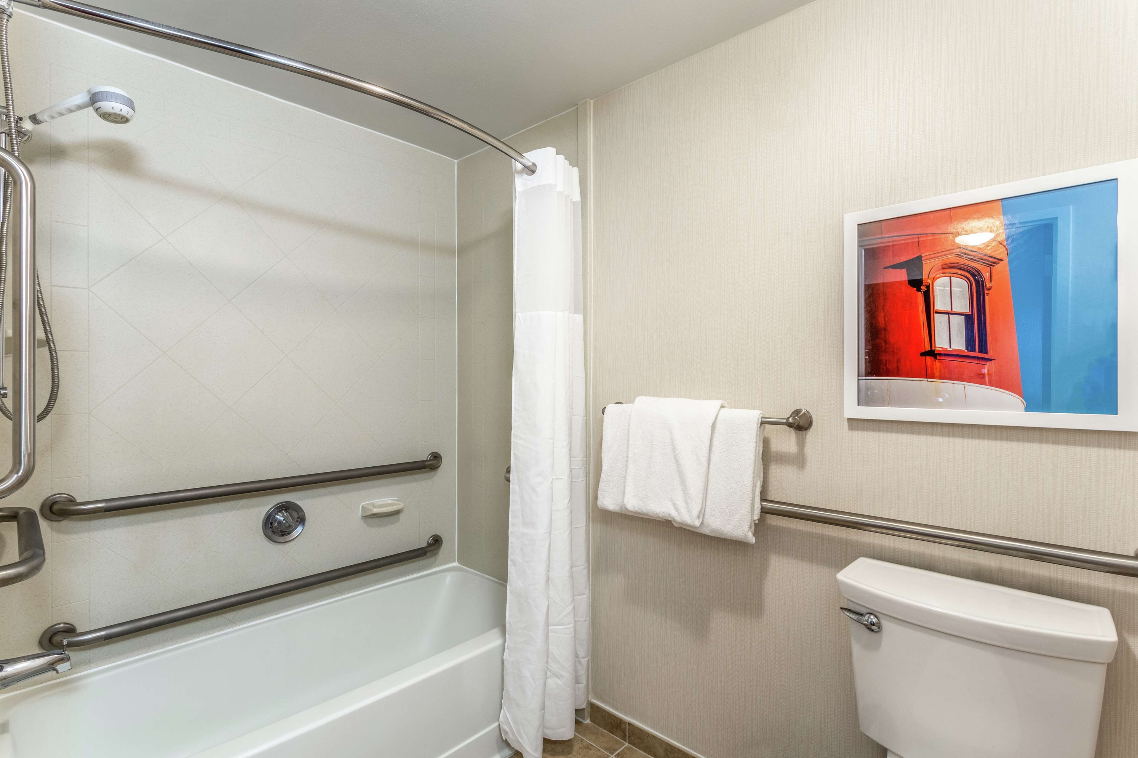 free toiletries, hair dryer, towels