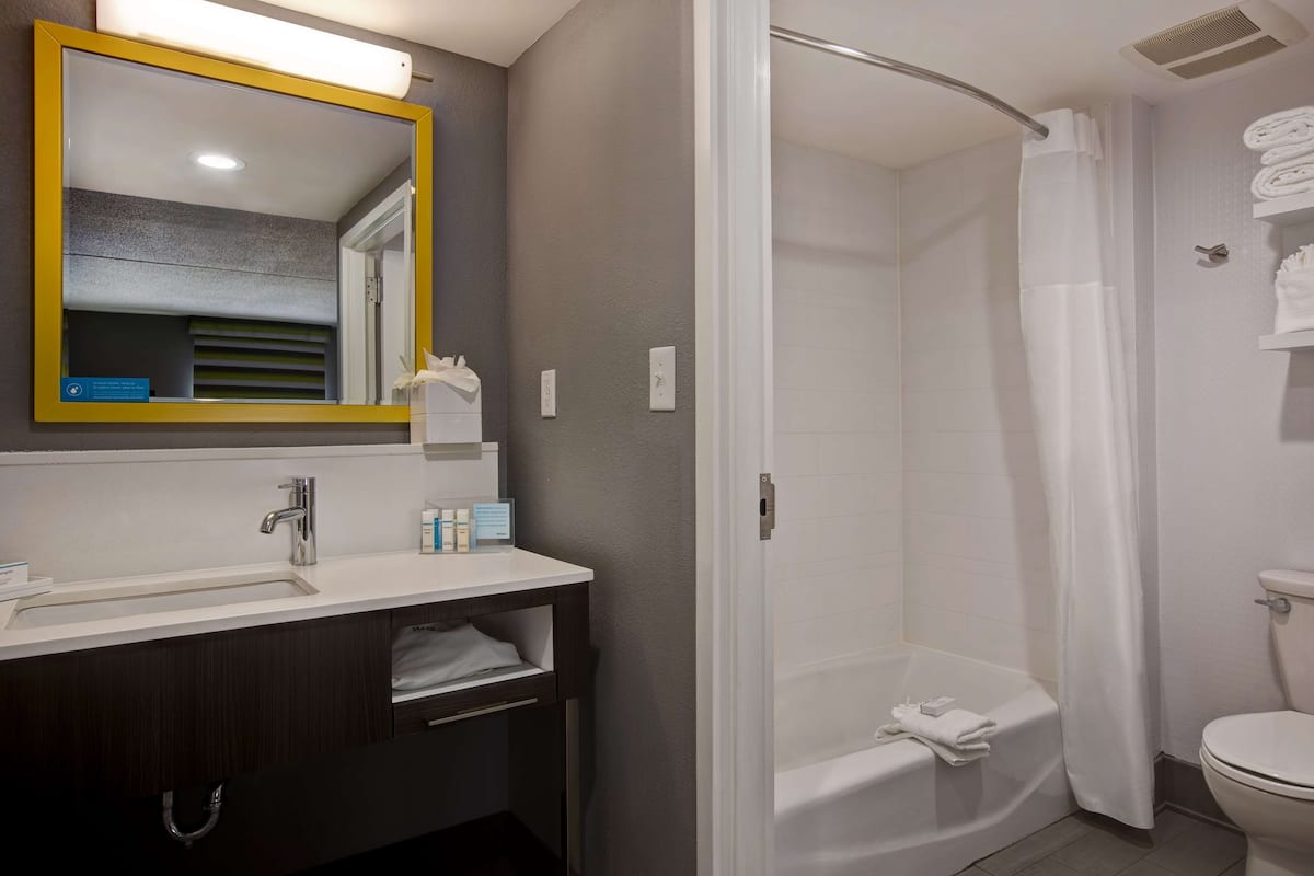 room, 2 double beds, non smoking | bathroom | bathtub, hair dryer, towels