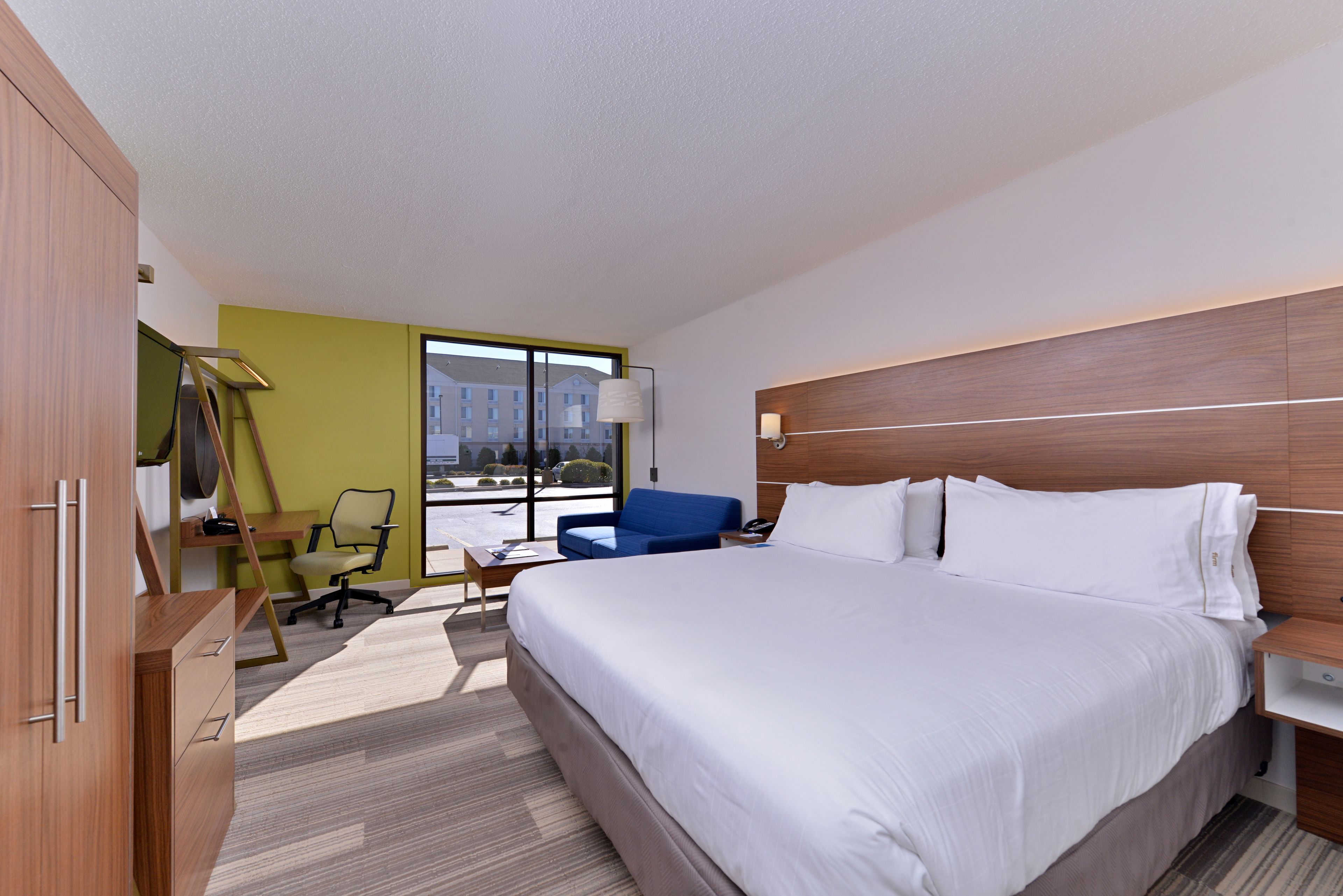 premium bedding, down duvets, desk, laptop workspace