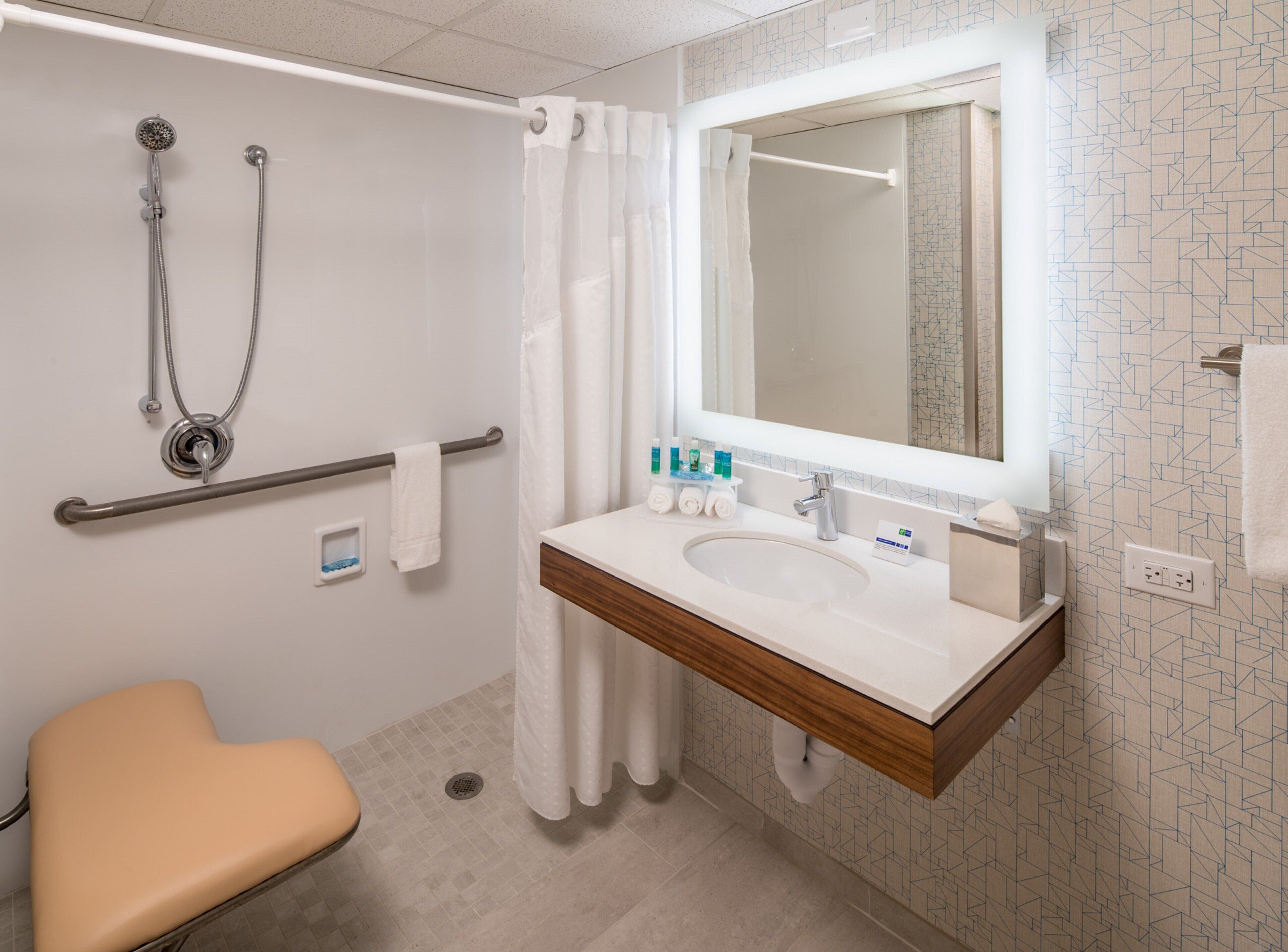 standard room, 1 queen bed, accessible (communications, mobil, roll-in shower) | bathroom | free toiletries, hair dryer, towels