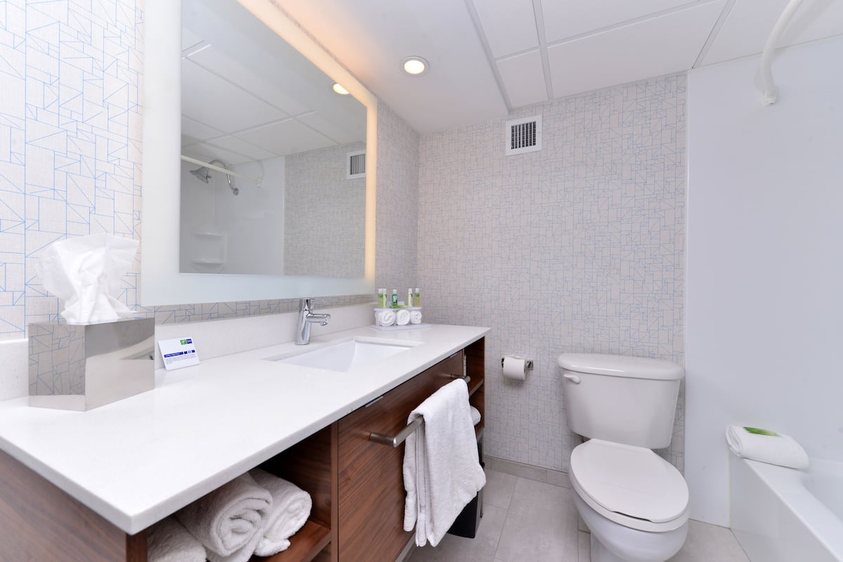 free toiletries, hair dryer, towels