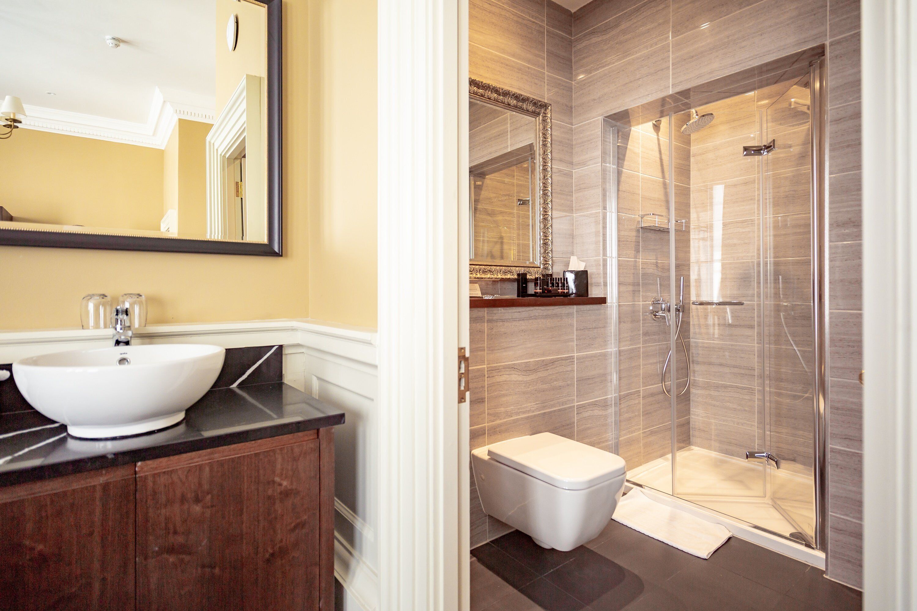 shower, free toiletries, hair dryer, slippers