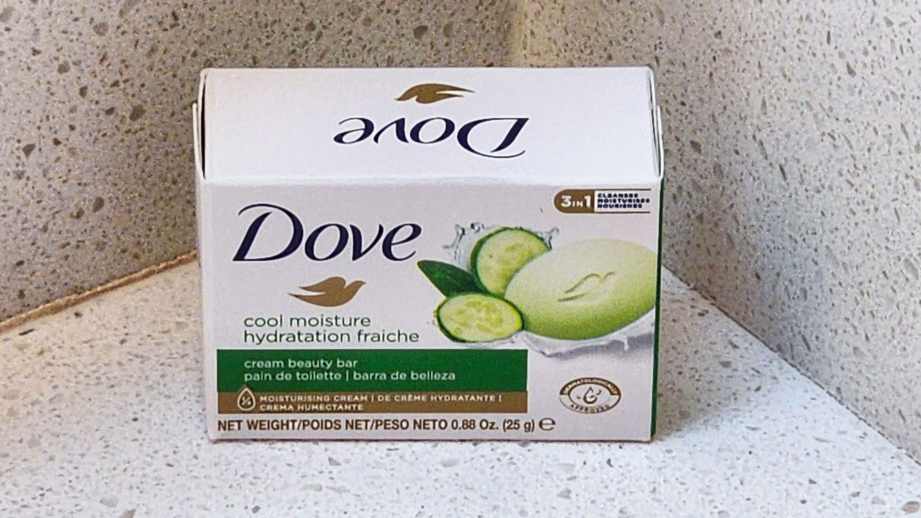 Jabón Dove crema con un peso neto de 25 gramos.