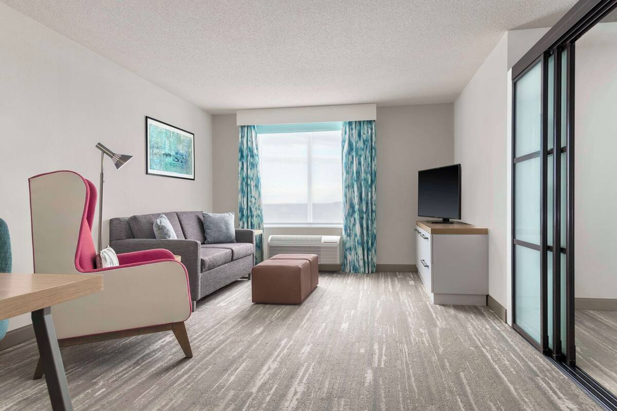 junior suite, 1 bedroom | living area | 49-inch lcd tv with satellite channels, tv, first-run films