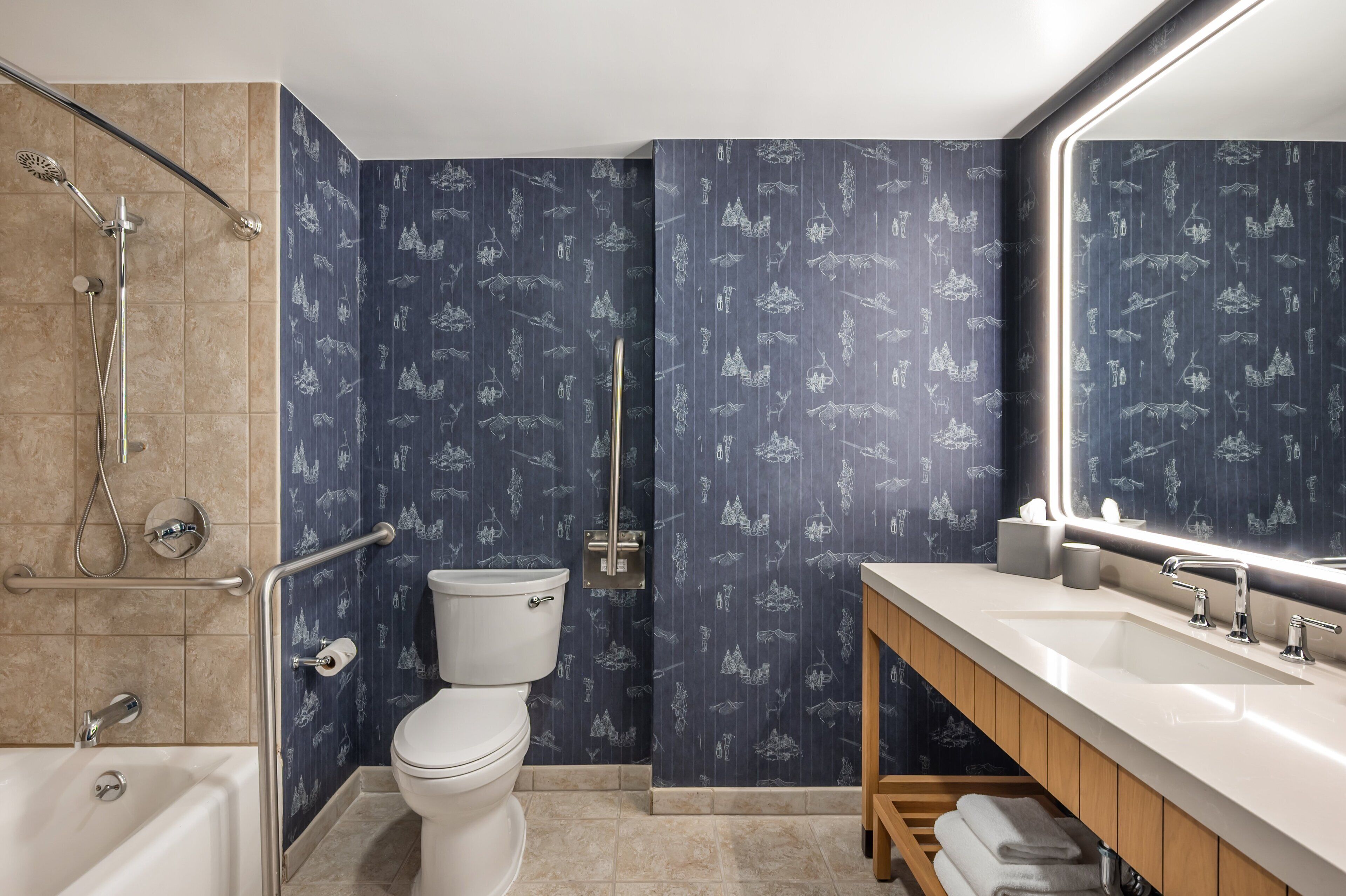 Deluxe Room, 1 King Bed (Classic ADA) | Bathroom | Combined shower/bathtub, hair dryer, bathrobes, slippers