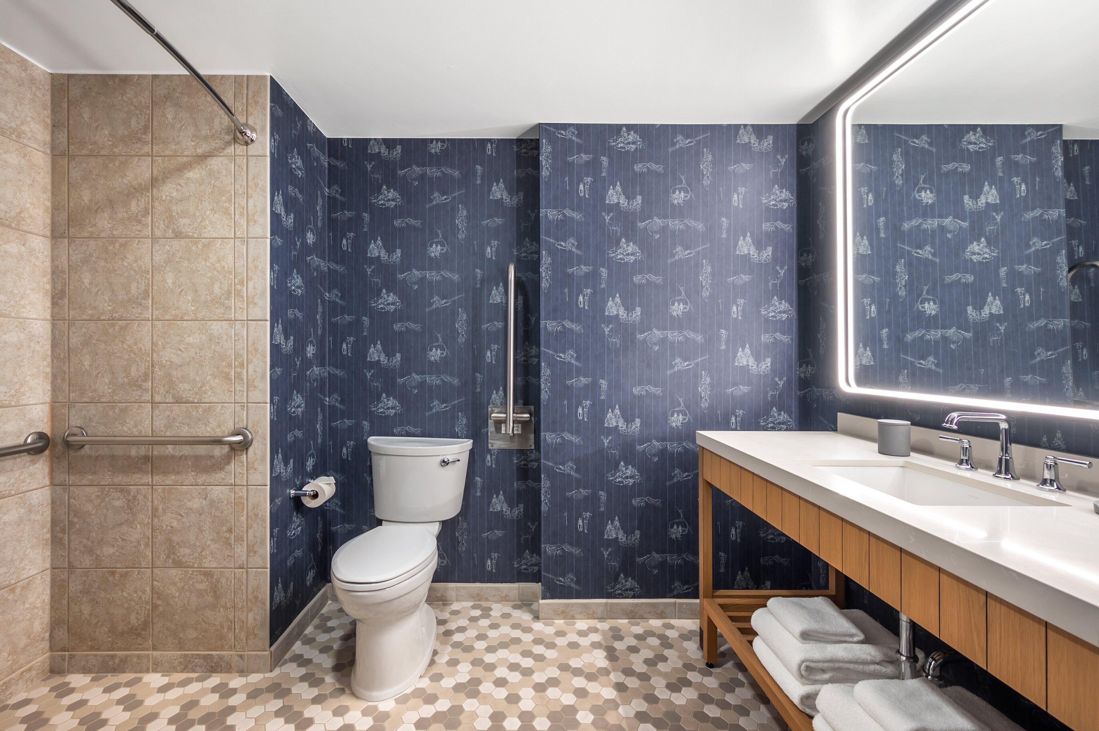 Deluxe Room, 1 King Bed, Accessible (Classic ADA) | Bathroom | Combined shower/tub, hair dryer, bathrobes, slippers