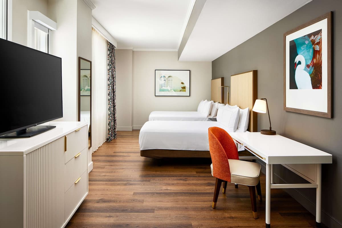 Room, 2 Double Beds, Accessible | Premium bedding, in-room safe, desk, laptop workspace